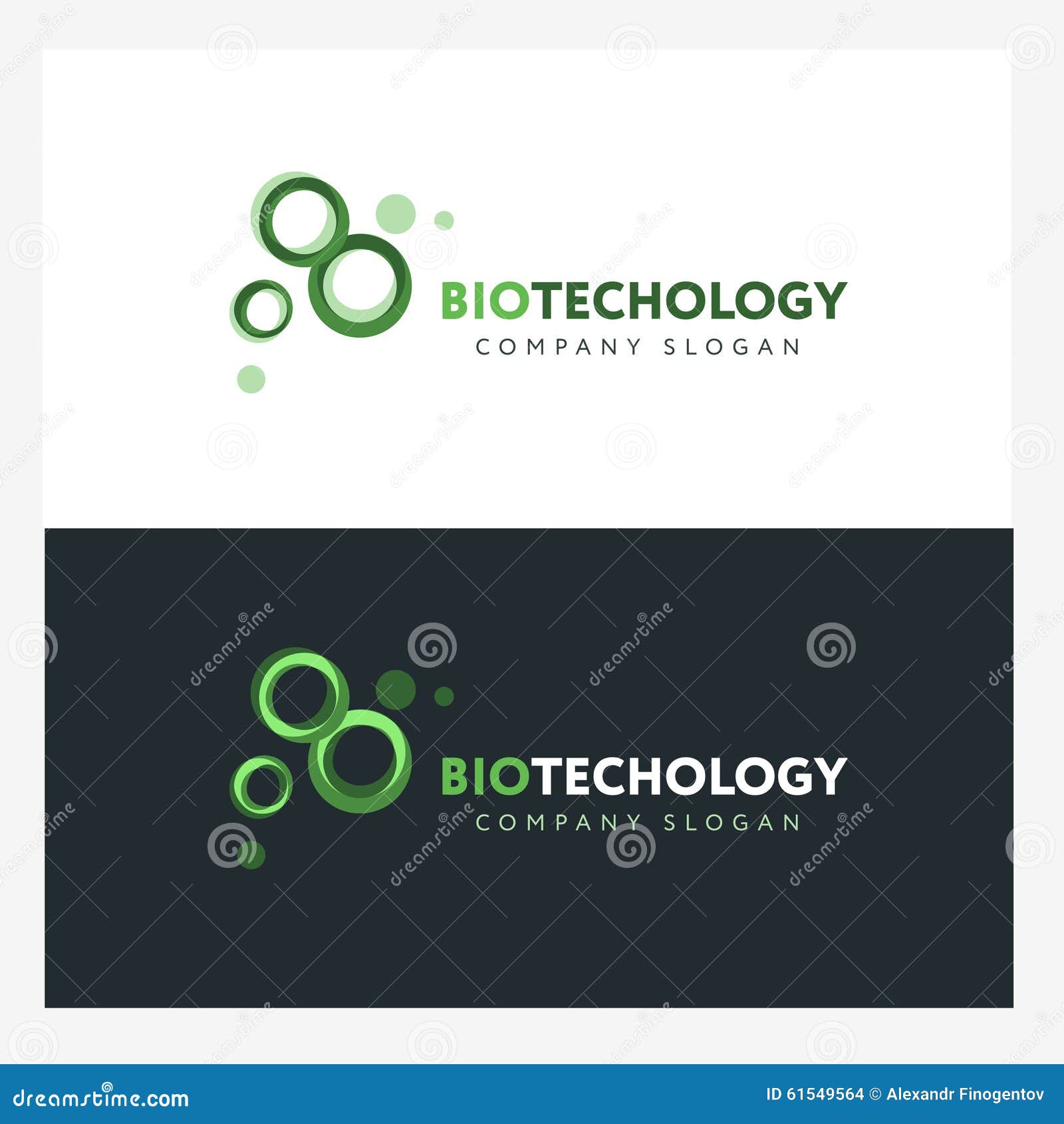Biotechnology Logo Design Template With Abstract Green Cells. Vector