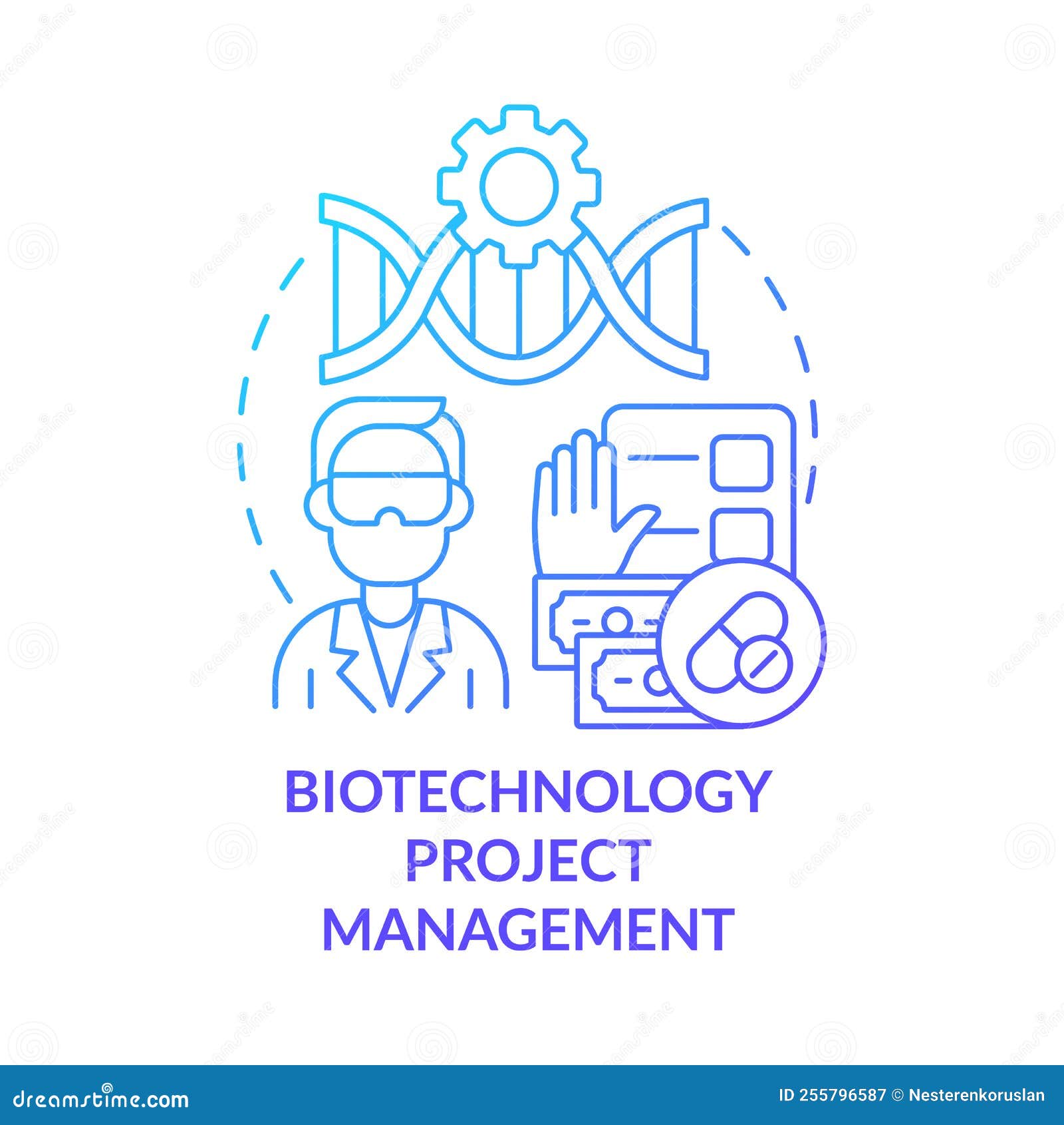 Biotechnology Project Management Blue Gradient Concept Icon Stock