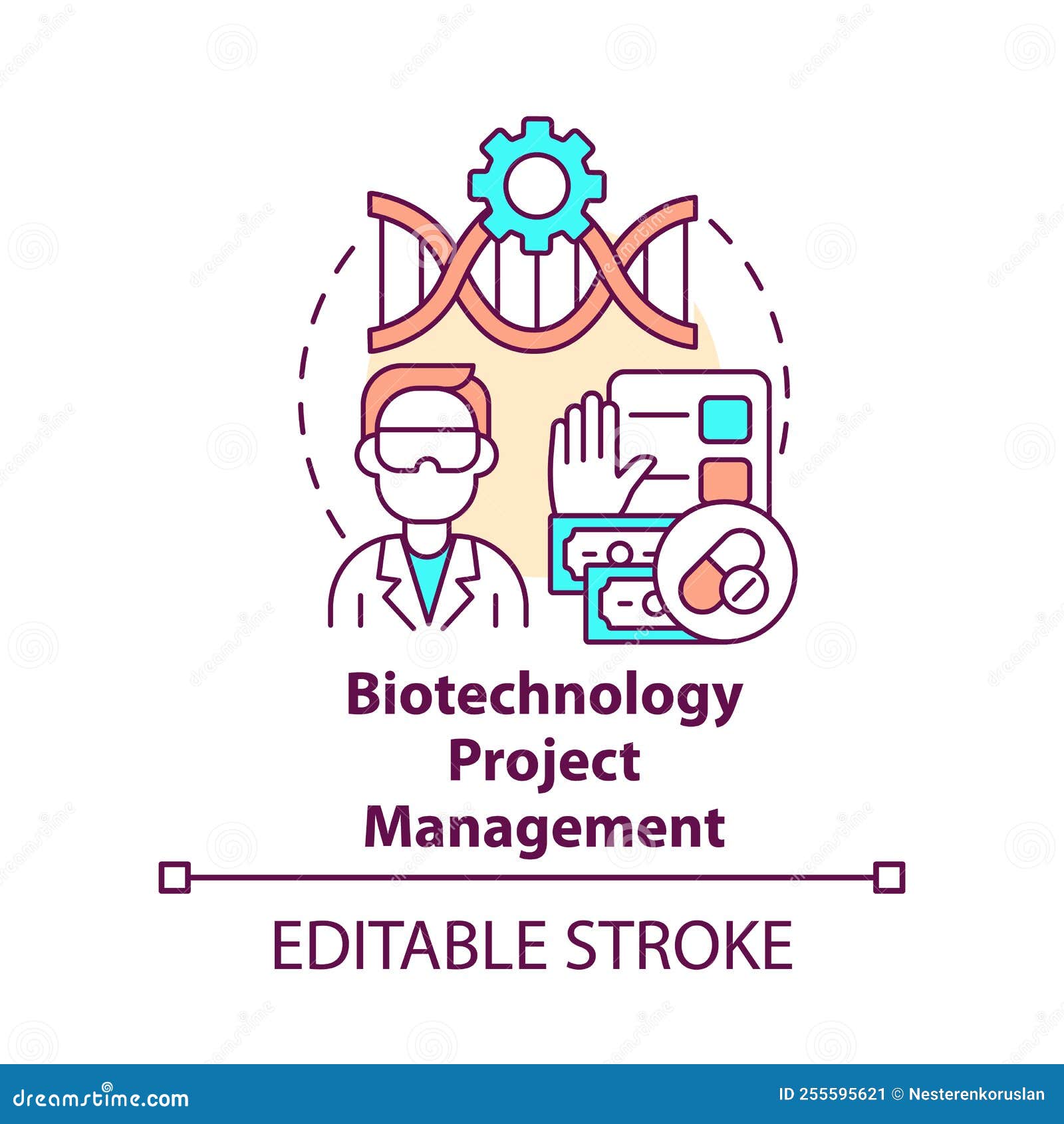 Biotechnology Project Management Concept Icon Stock Vector