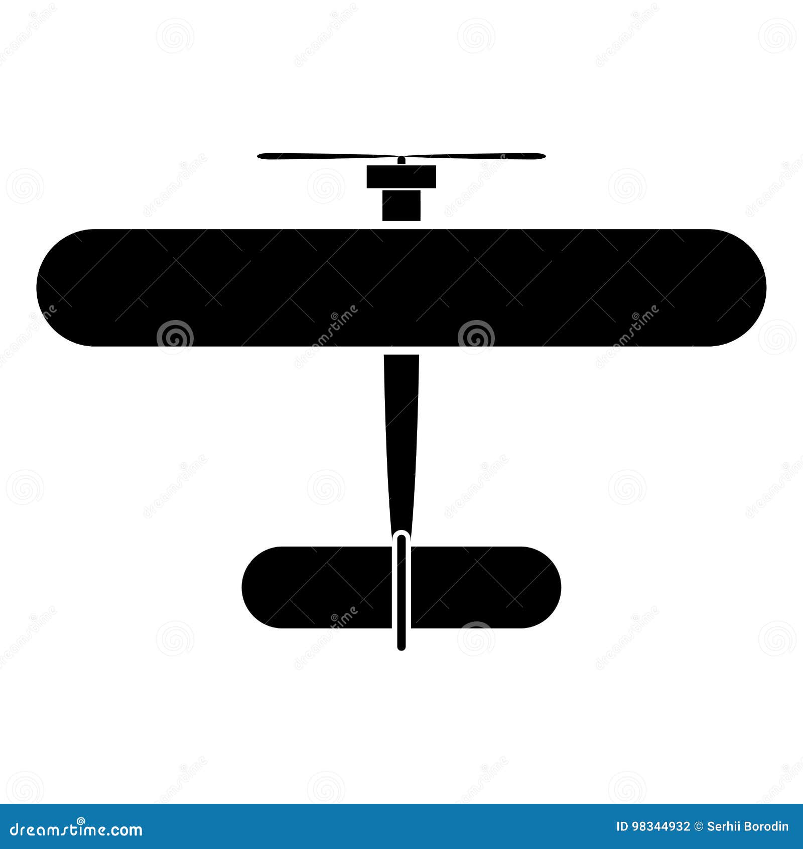 Biplane black color icon . stock vector. Illustration of drawing - 98344932
