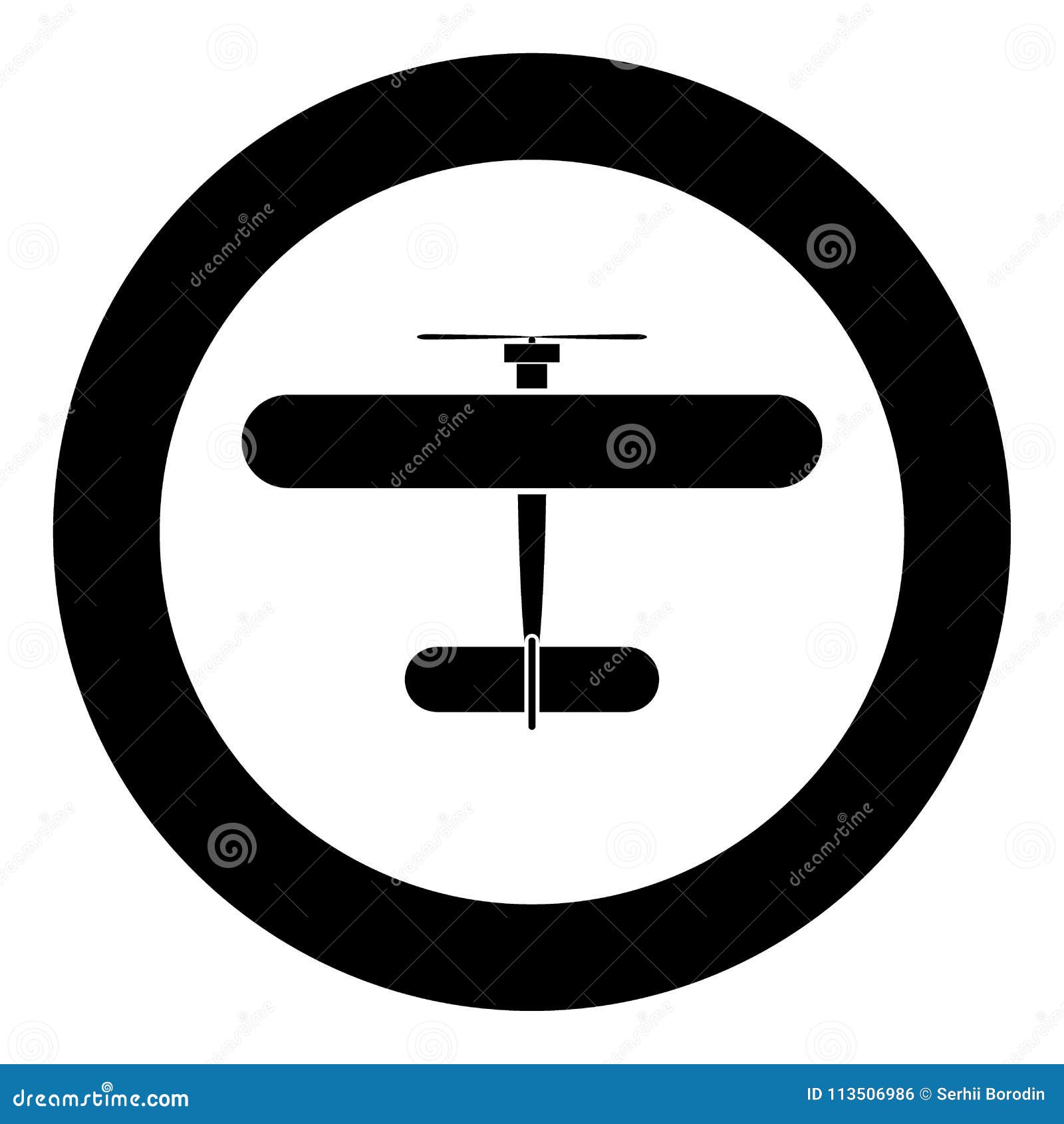 Biplane Icon Black Color in Circle Stock Vector - Illustration of force ...