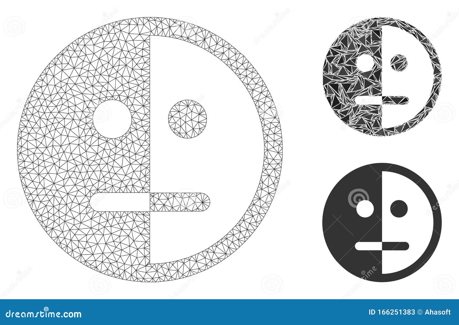 bipolarity face  mesh network model and triangle mosaic icon