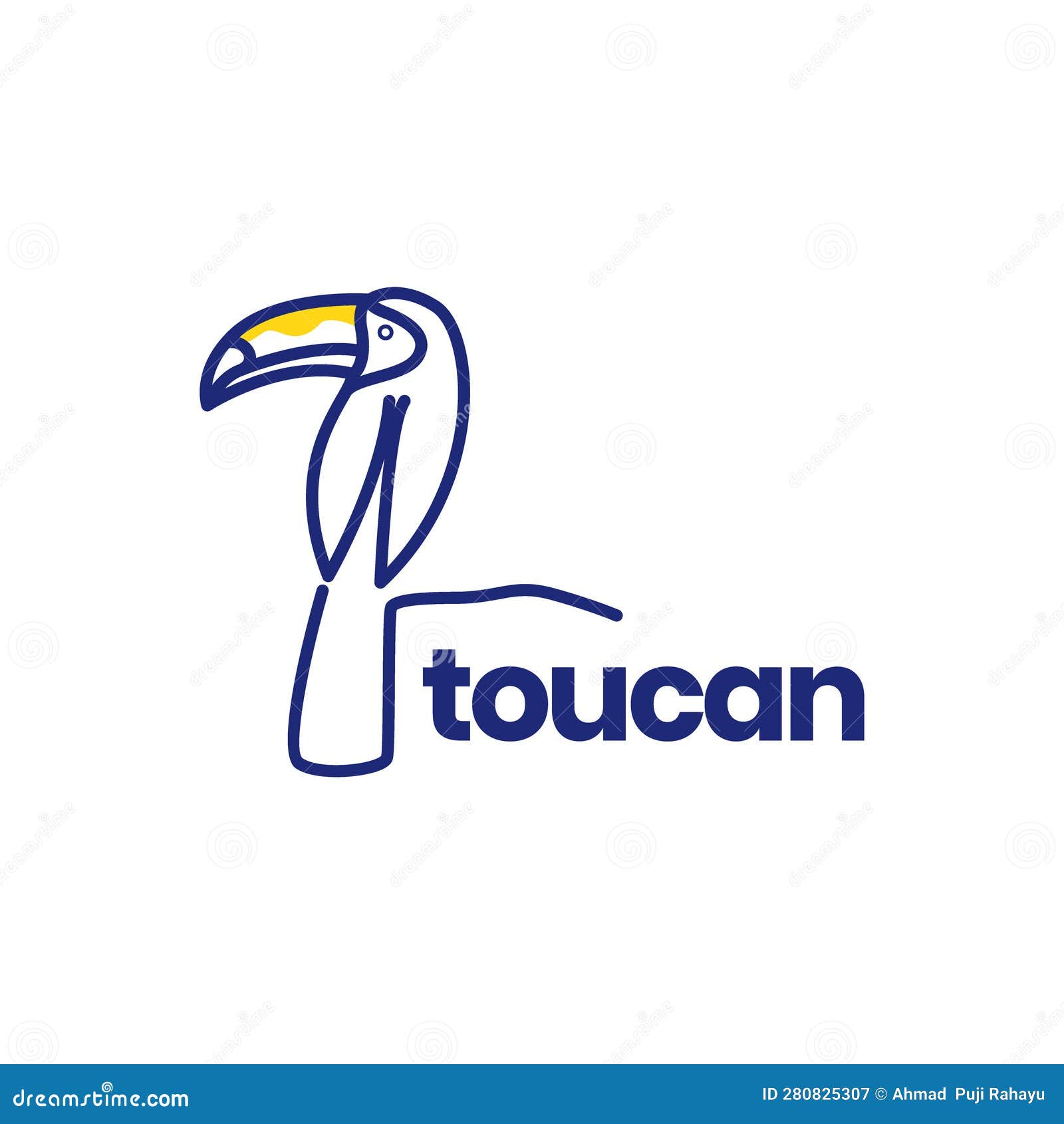 bird beauty big beak toucan colorful line abstract minimal logo  