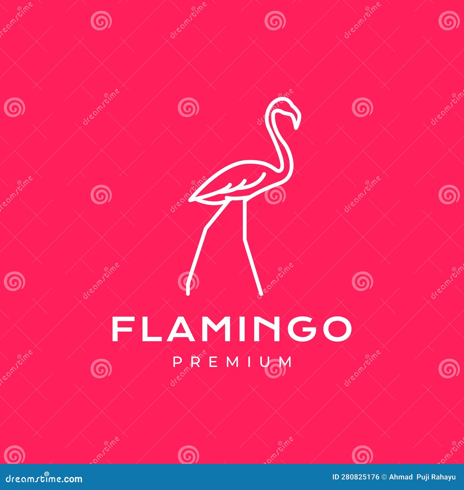 bird beauty flamingo walk lake line minimal modern logo  