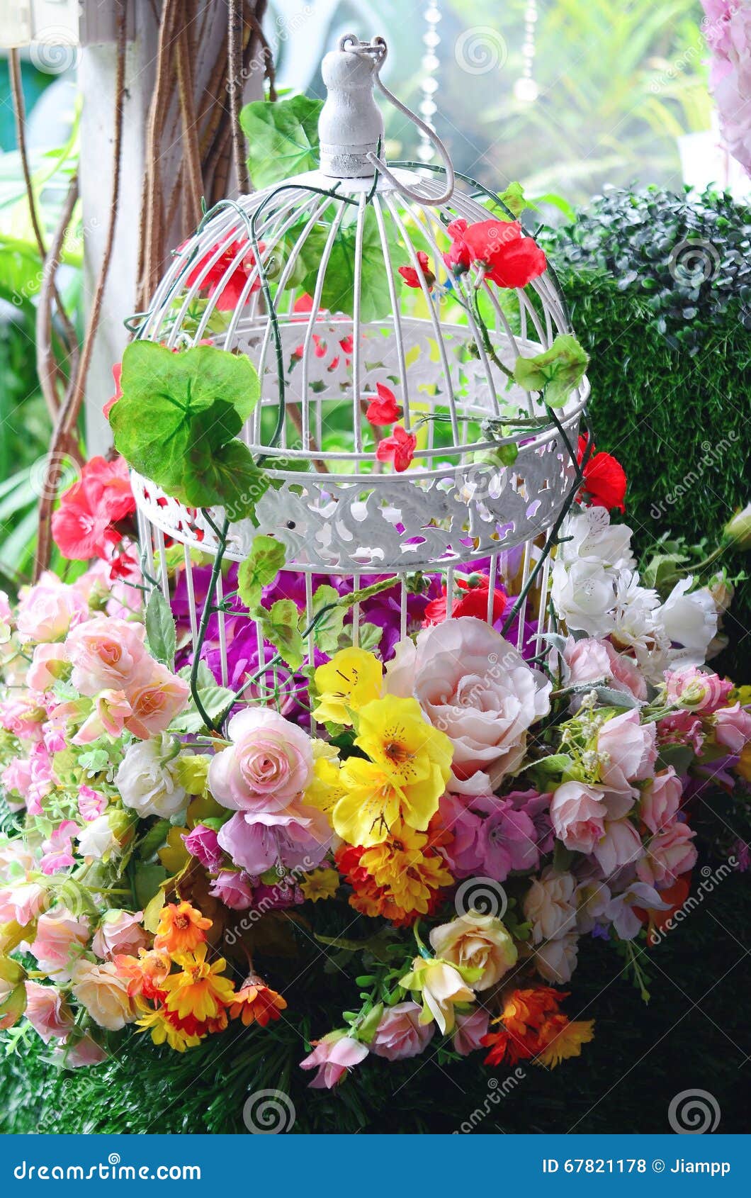 Bird Cage with Spring Blossom and Fruit Flowers Wedding Stock Photo Image of cage, chic 67821178
