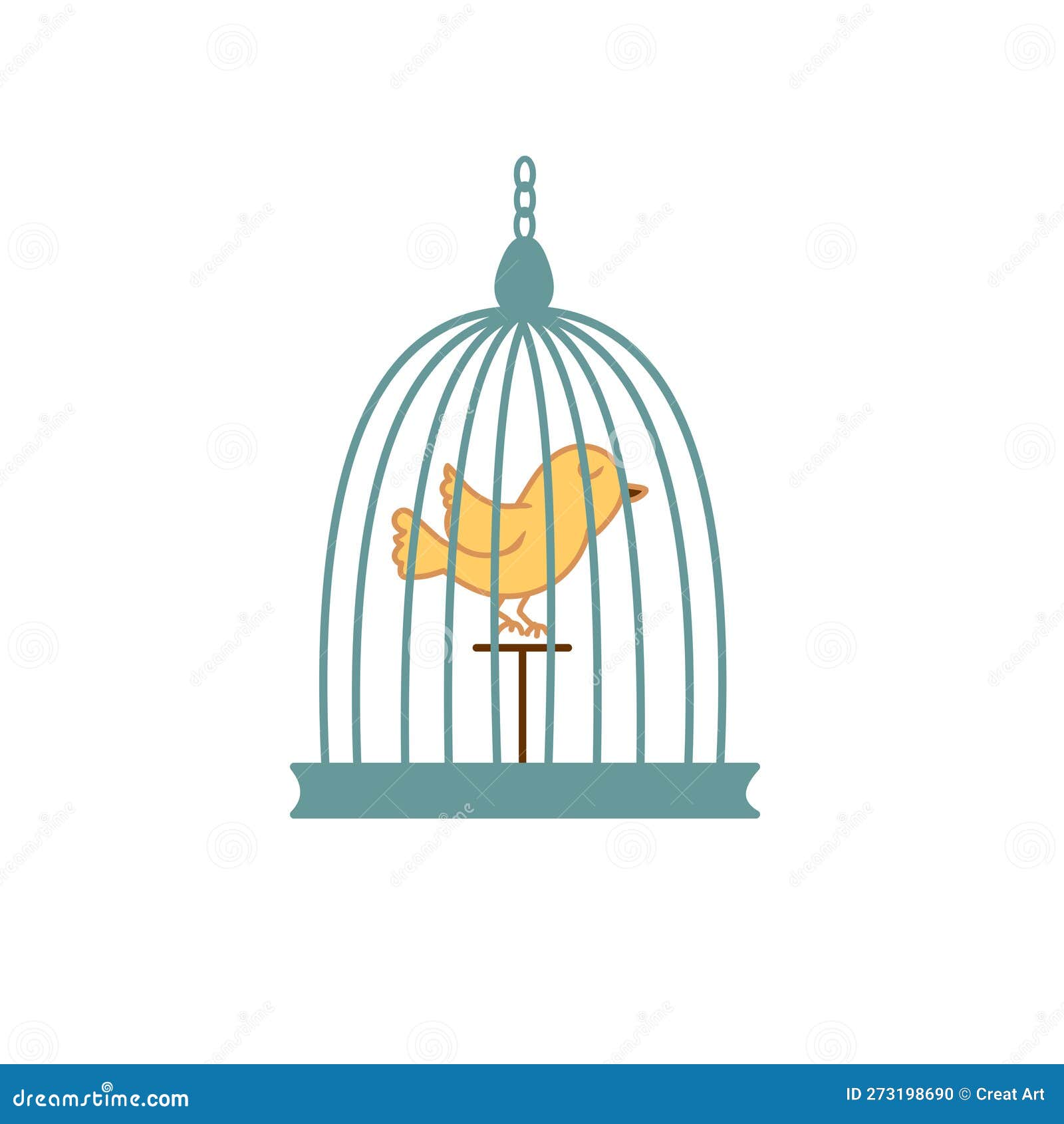 Bird in the Cage Vector Illustration Stock Vector - Illustration of ...