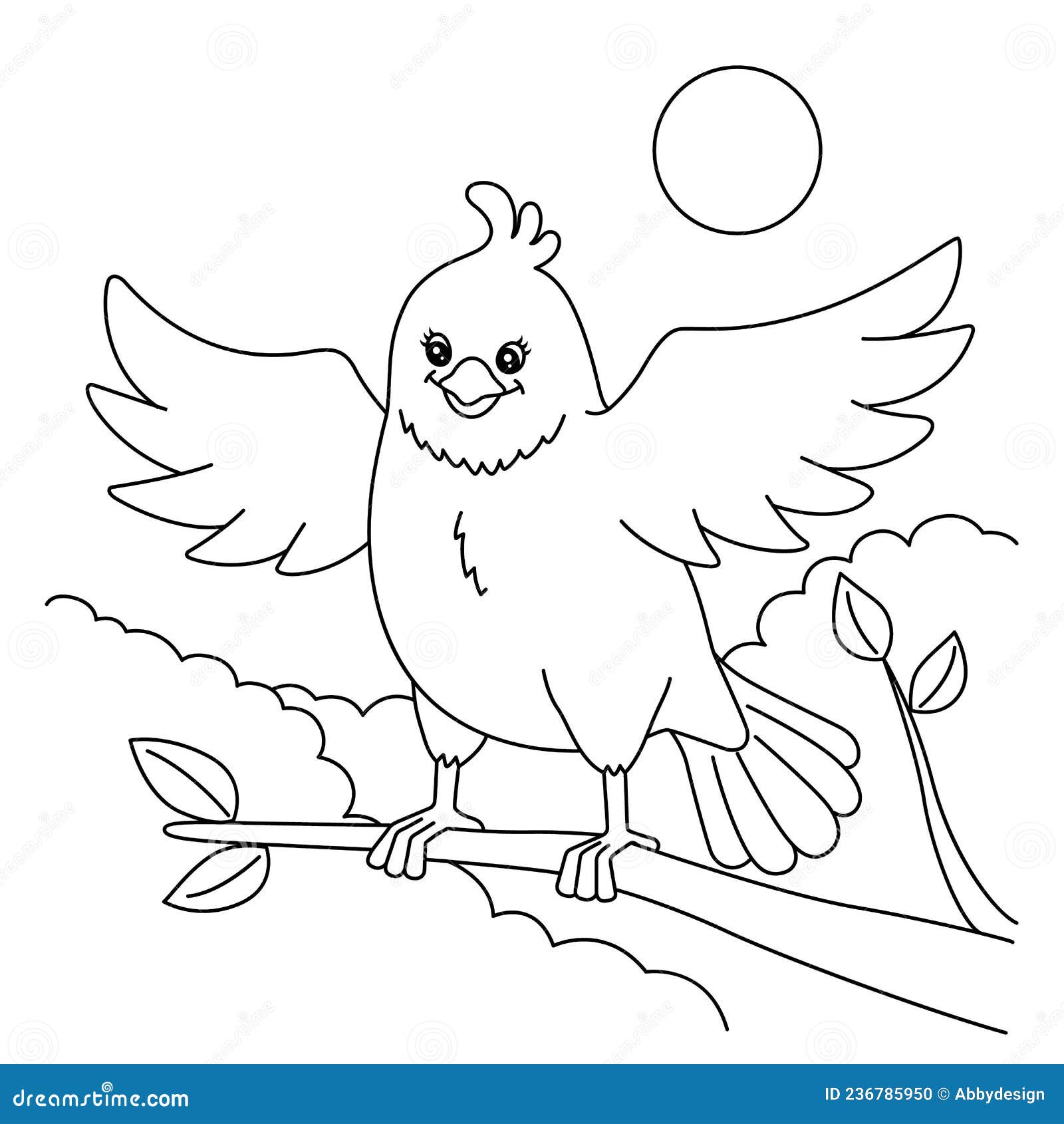 Funny Little Bird Coloring Page for Kids Gráfico por