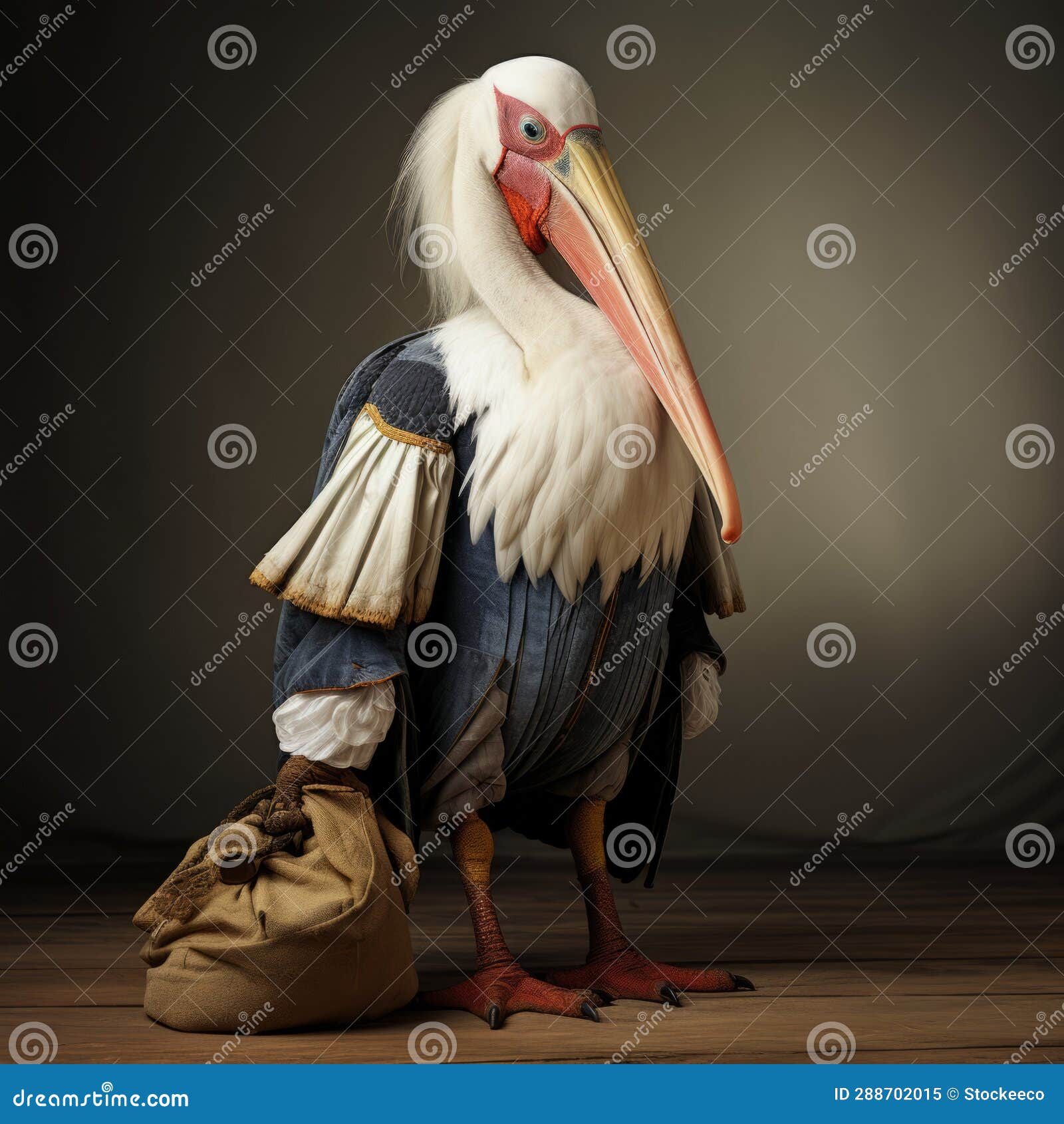 Pirate Pelican in Bavarian Clothing: a Hyperrealistic Composition
