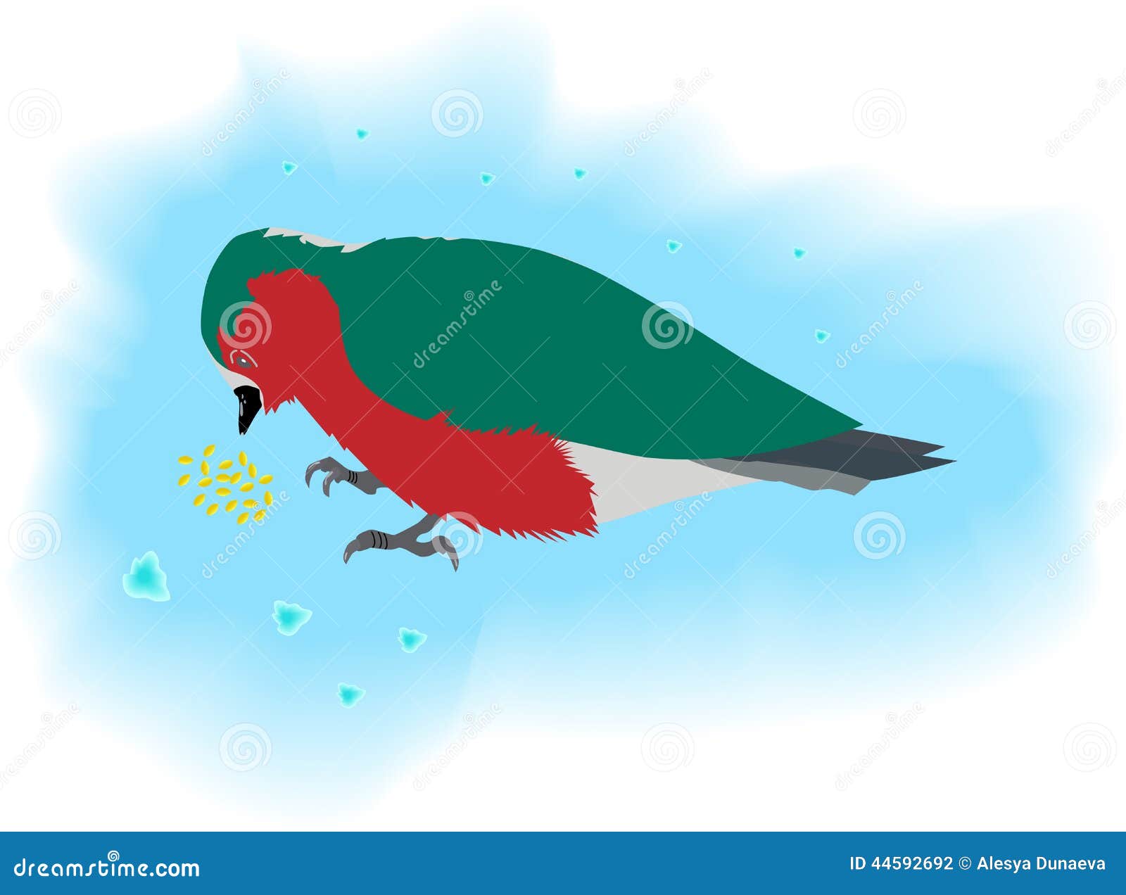 Bird eating grain stock vector. Illustration of animal 44592692