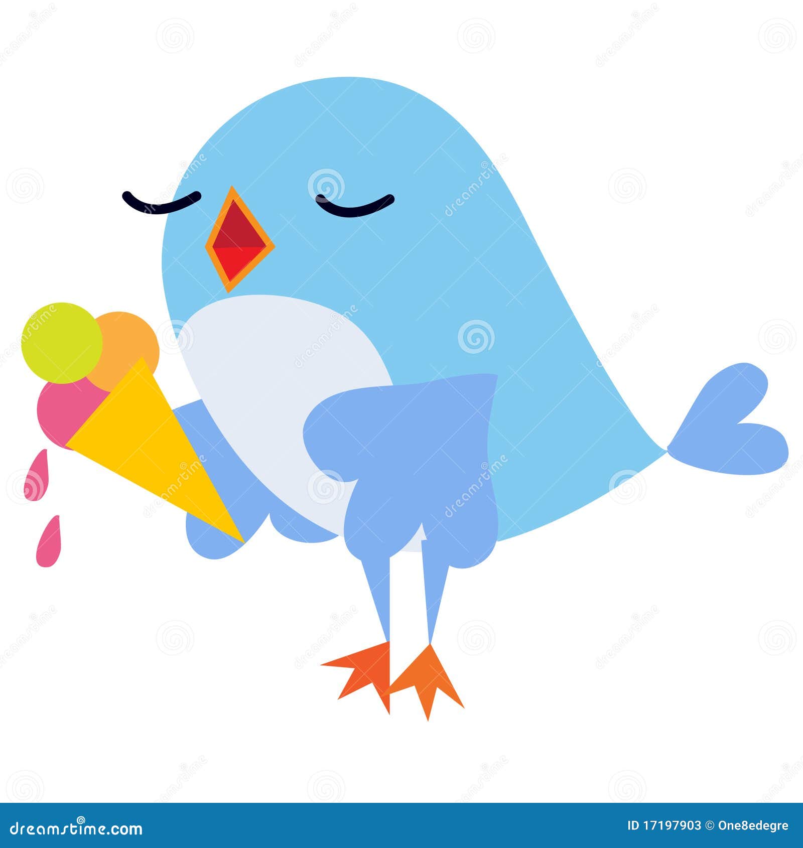 The Bird Is Eating Fruit. Cartoon Illustration 119876785
