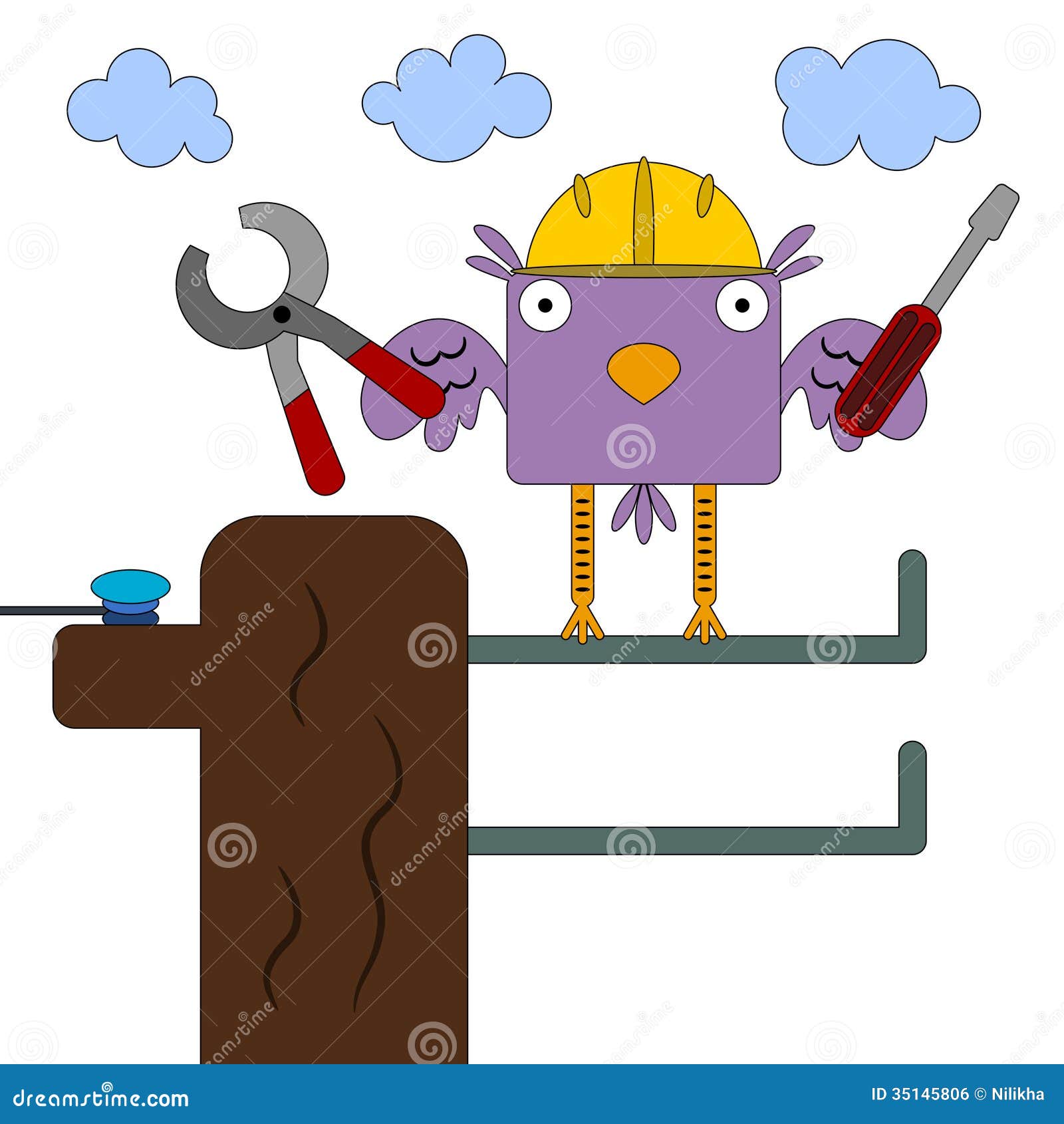 Bird the electrician stock illustration. Illustration of electrician 35145806