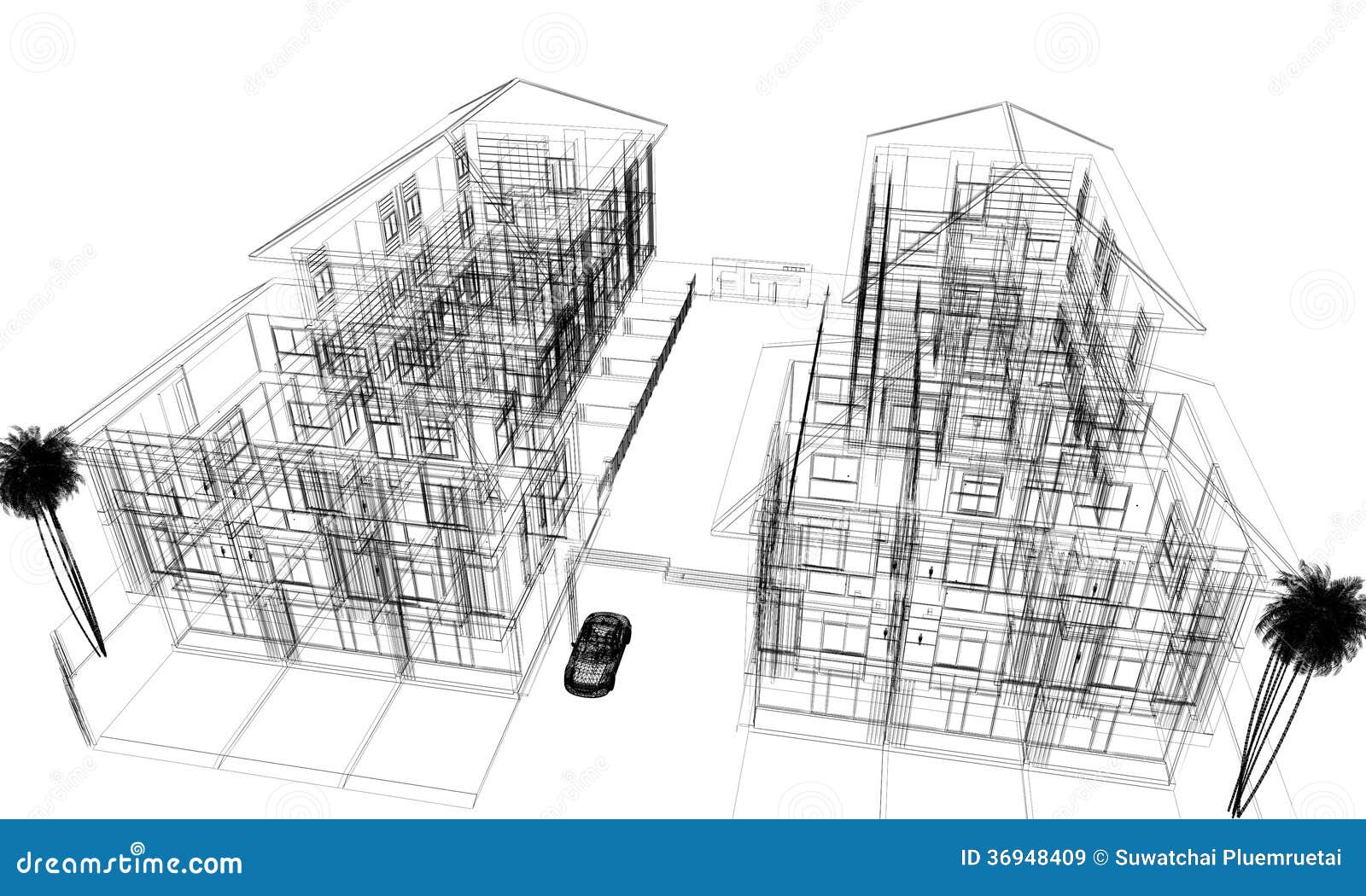 bird eye view abstract sketch  of comunity