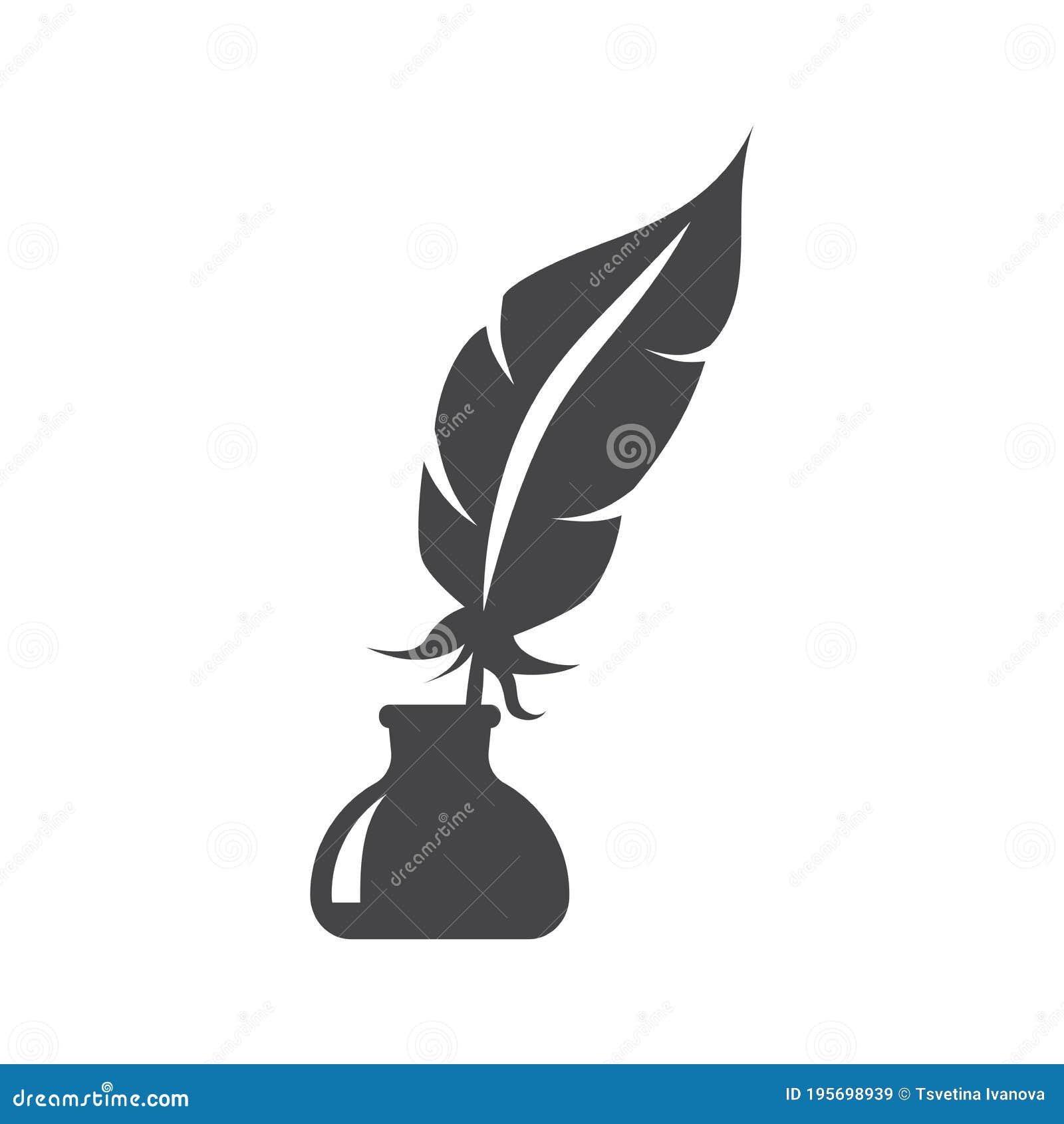 Writing Quill Feather Pen And Ink Well Stock Illustration