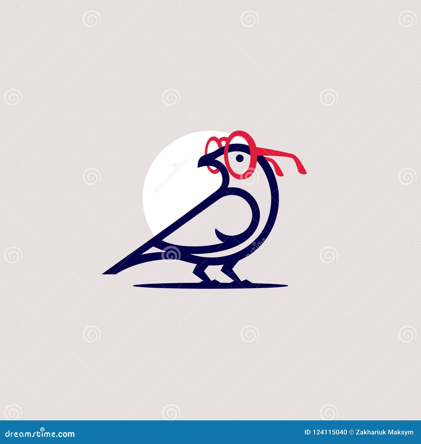 Bird with glasses logotype stock vector. Illustration of company