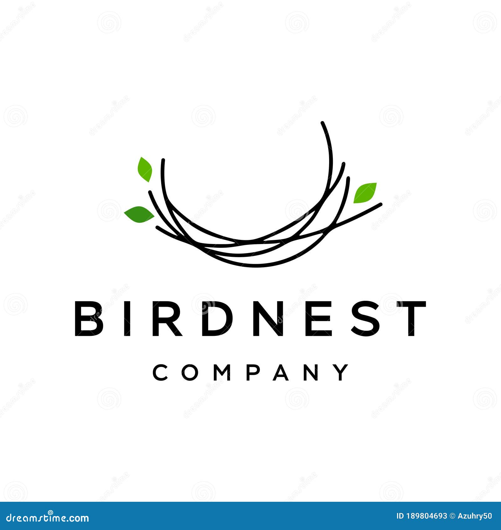 Bird Nest Logo Icin Vector Illustration In Trendy Line Art Style Stock