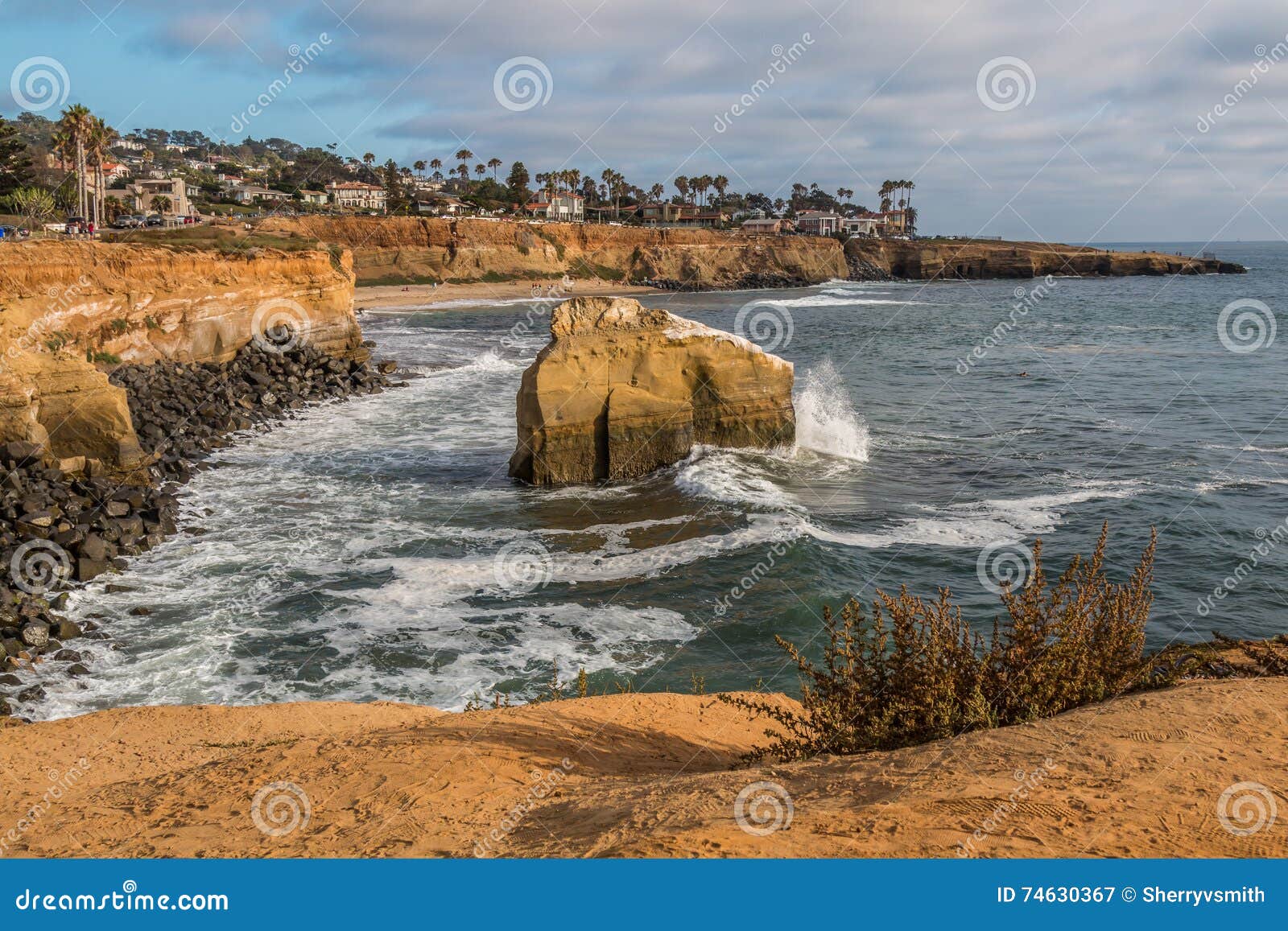 Bird Rock and Cliffs at Sunset Cliffs, San Diego Stock Image Image of
