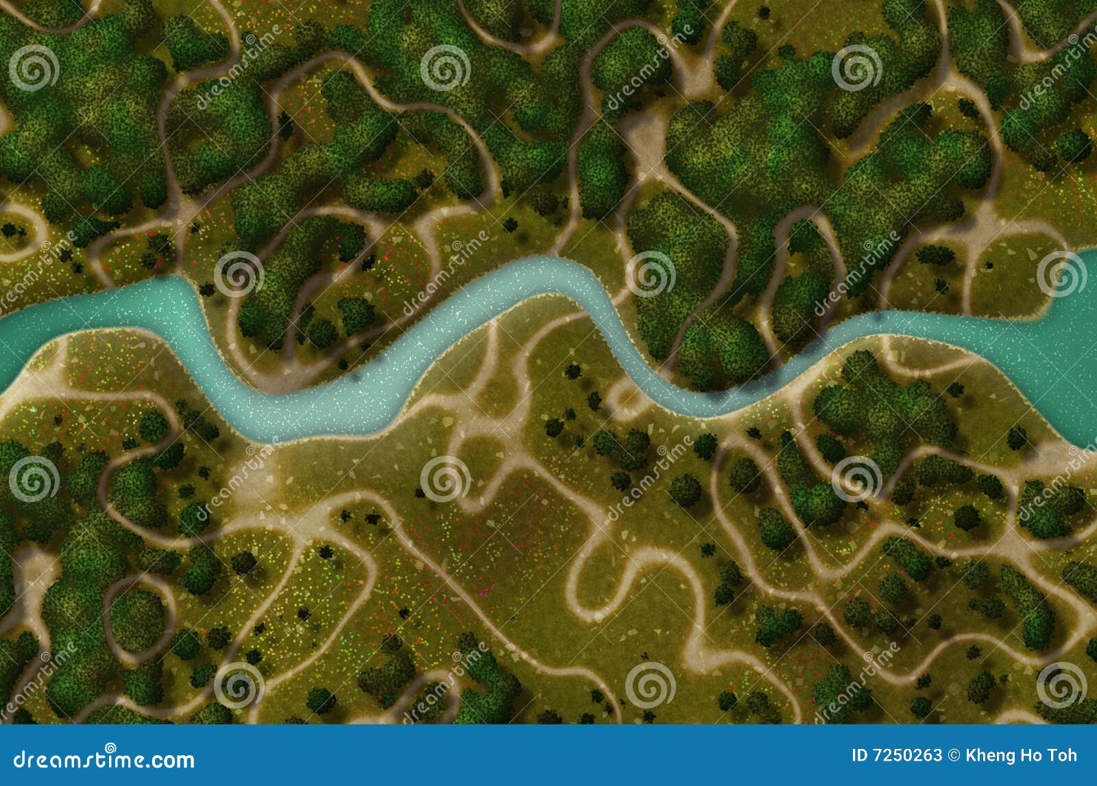Bird S Eye View of a Biking Hiking Trail Stock Illustration