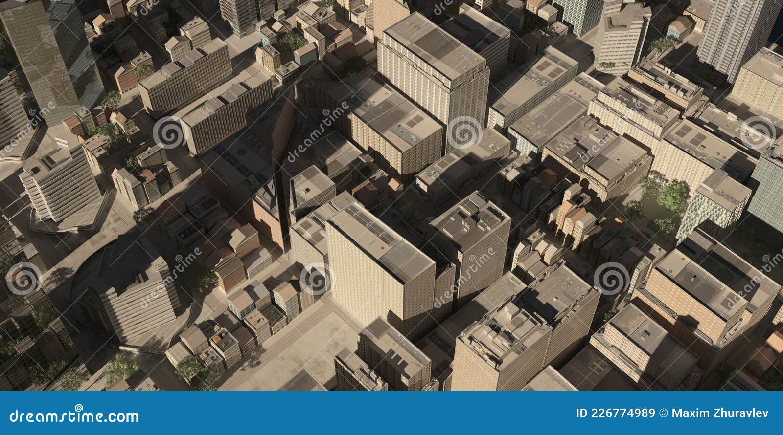 Bird S Eye View of the Cityscape 3d Illustration Stock Illustration