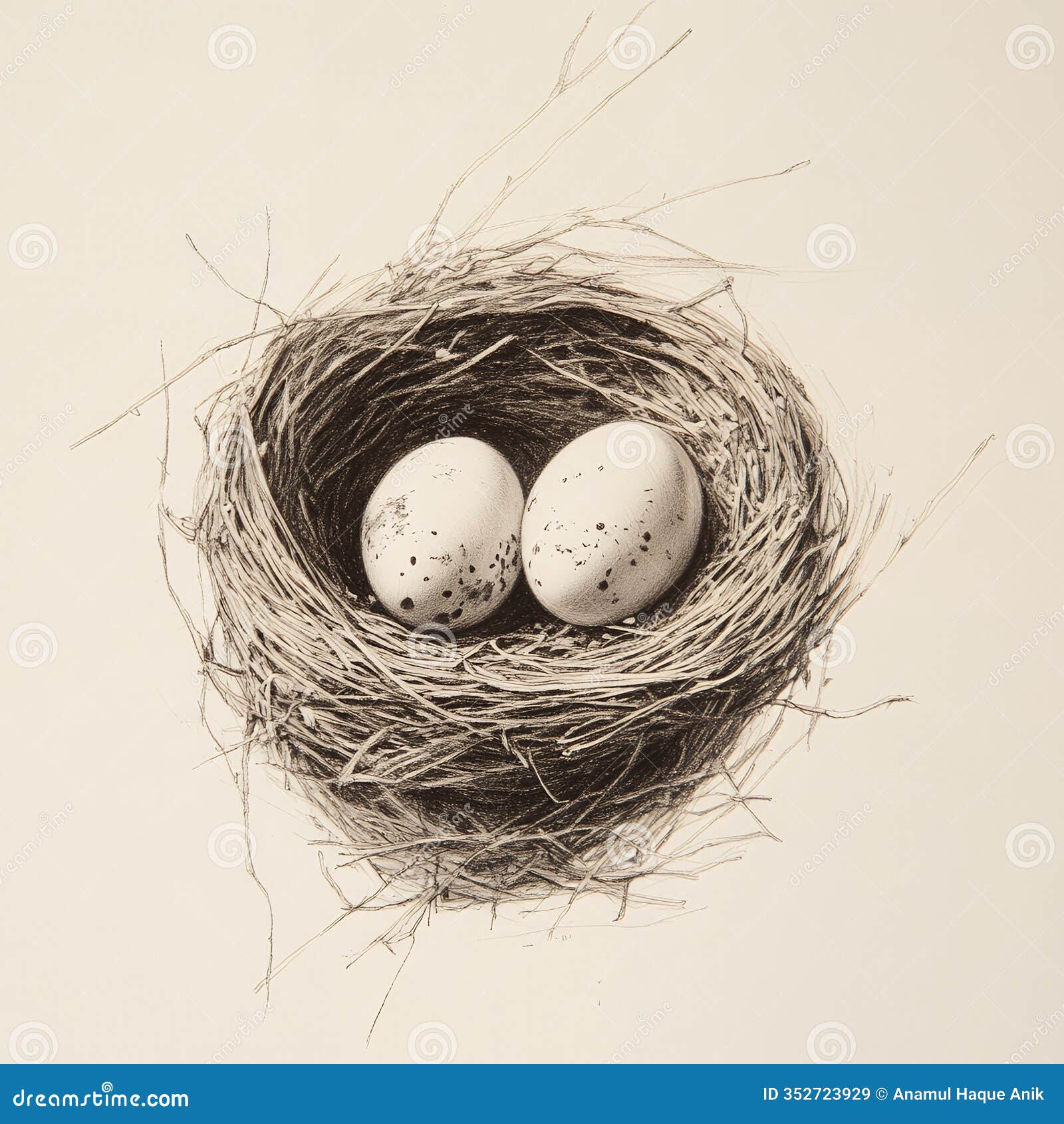 bird s nest with two eggs nature s artwork wildlife spring drawing detail art nest eggs avian