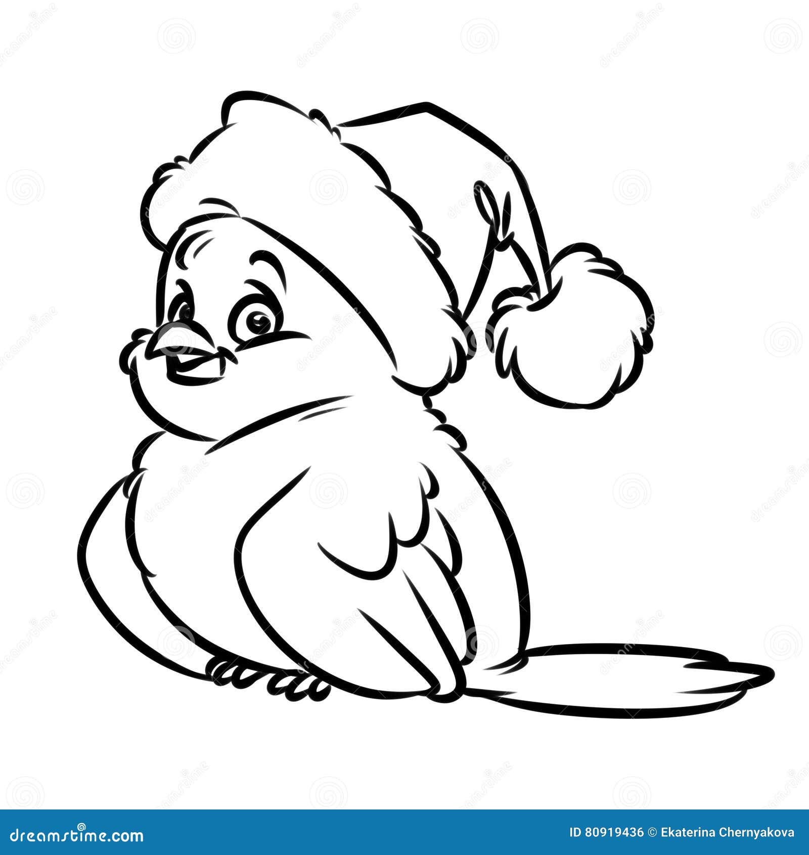 Bird Santa Winter Coloring Pages Cartoon Stock Illustration