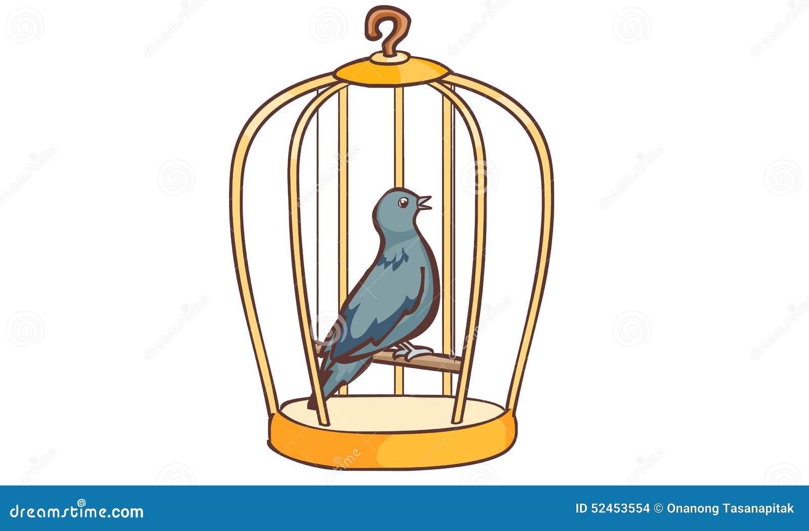 Bird singing in the cage stock vector. Illustration of bird 52453554