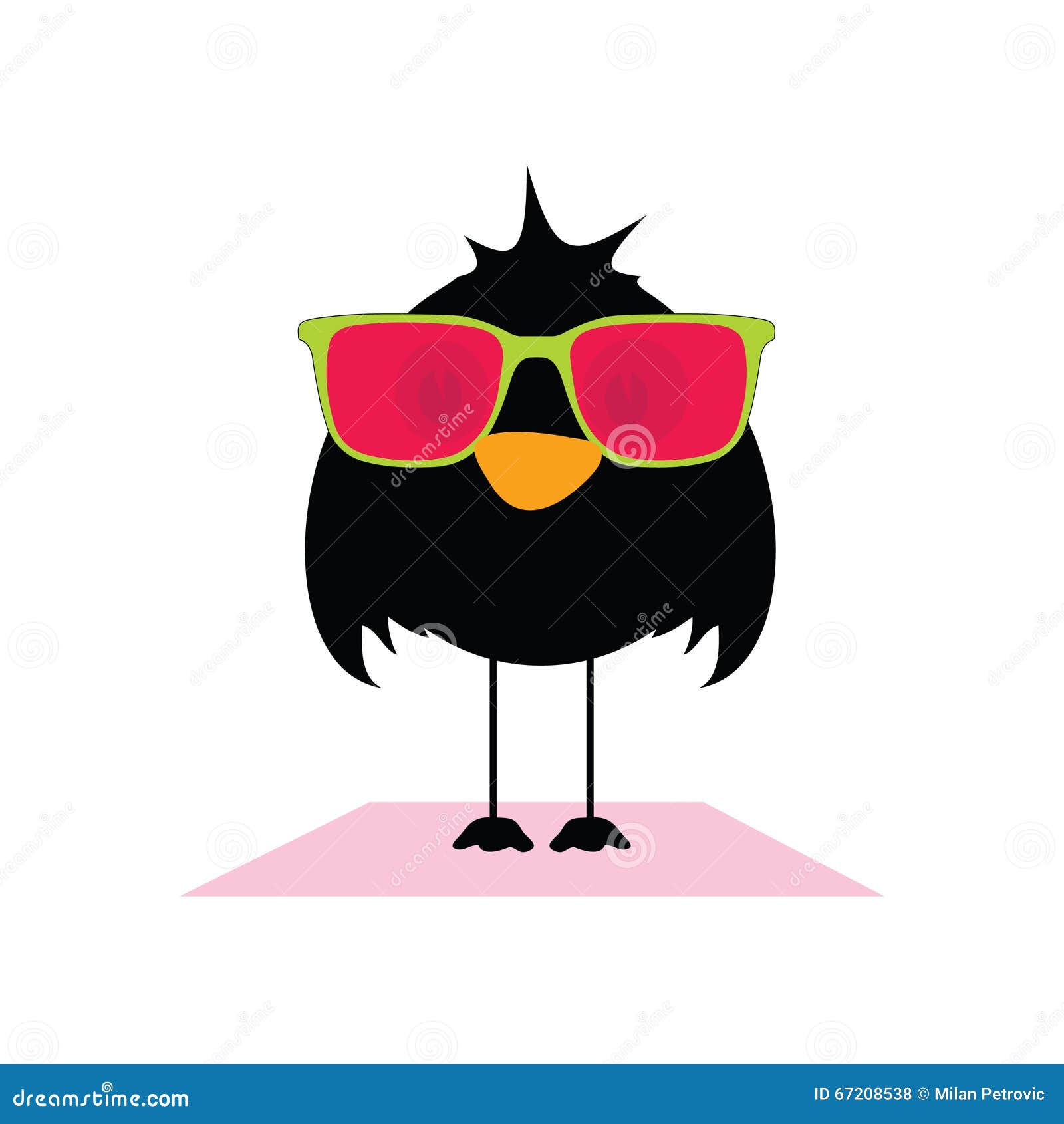 Bird with Sunglasses Art Illustration Stock Vector Illustration of