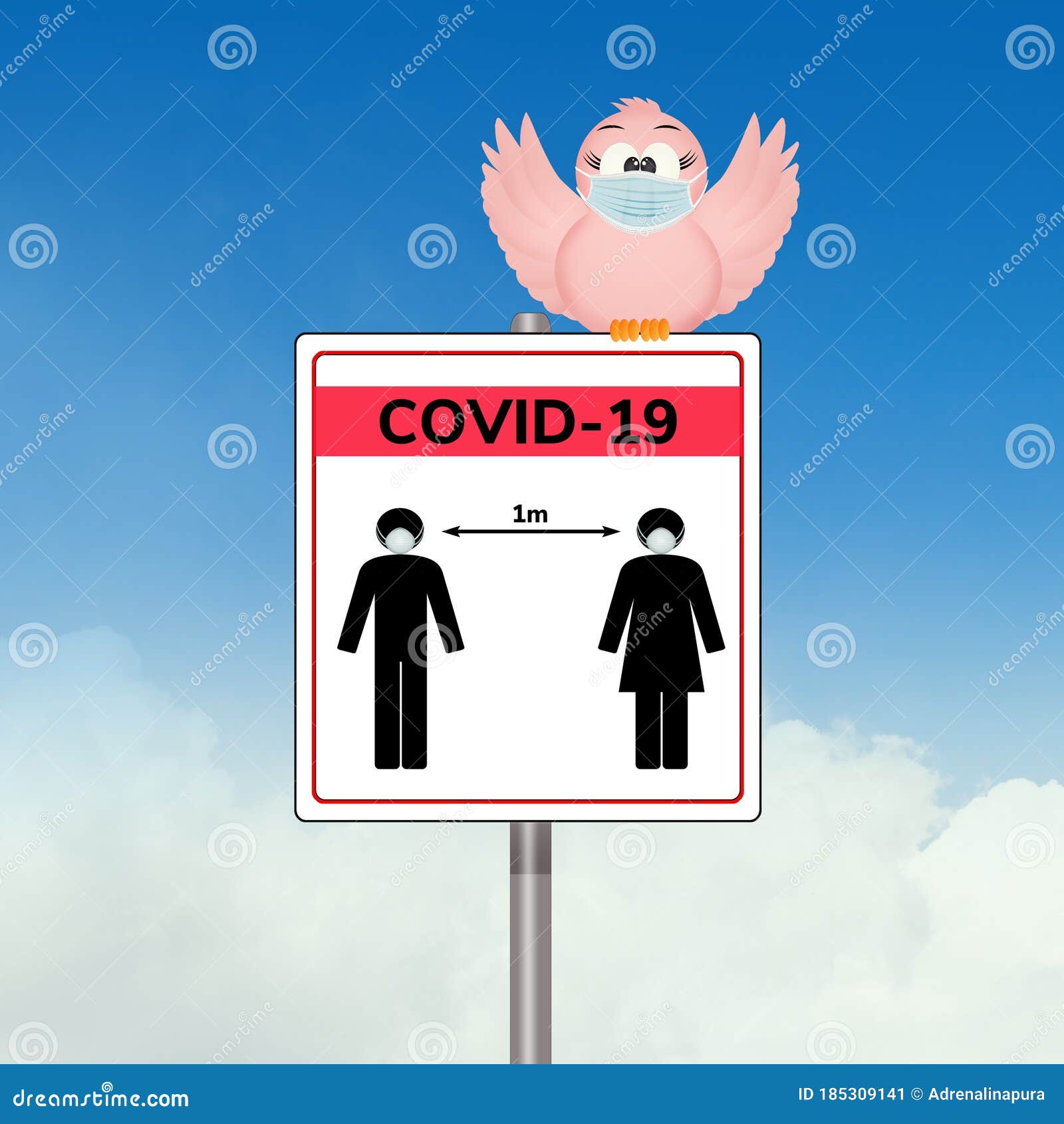 bird with surgical mask and the covid-19 rules cartel