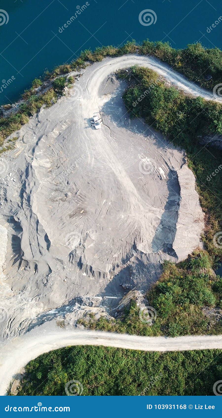 bird view of natural mine park, like a heart