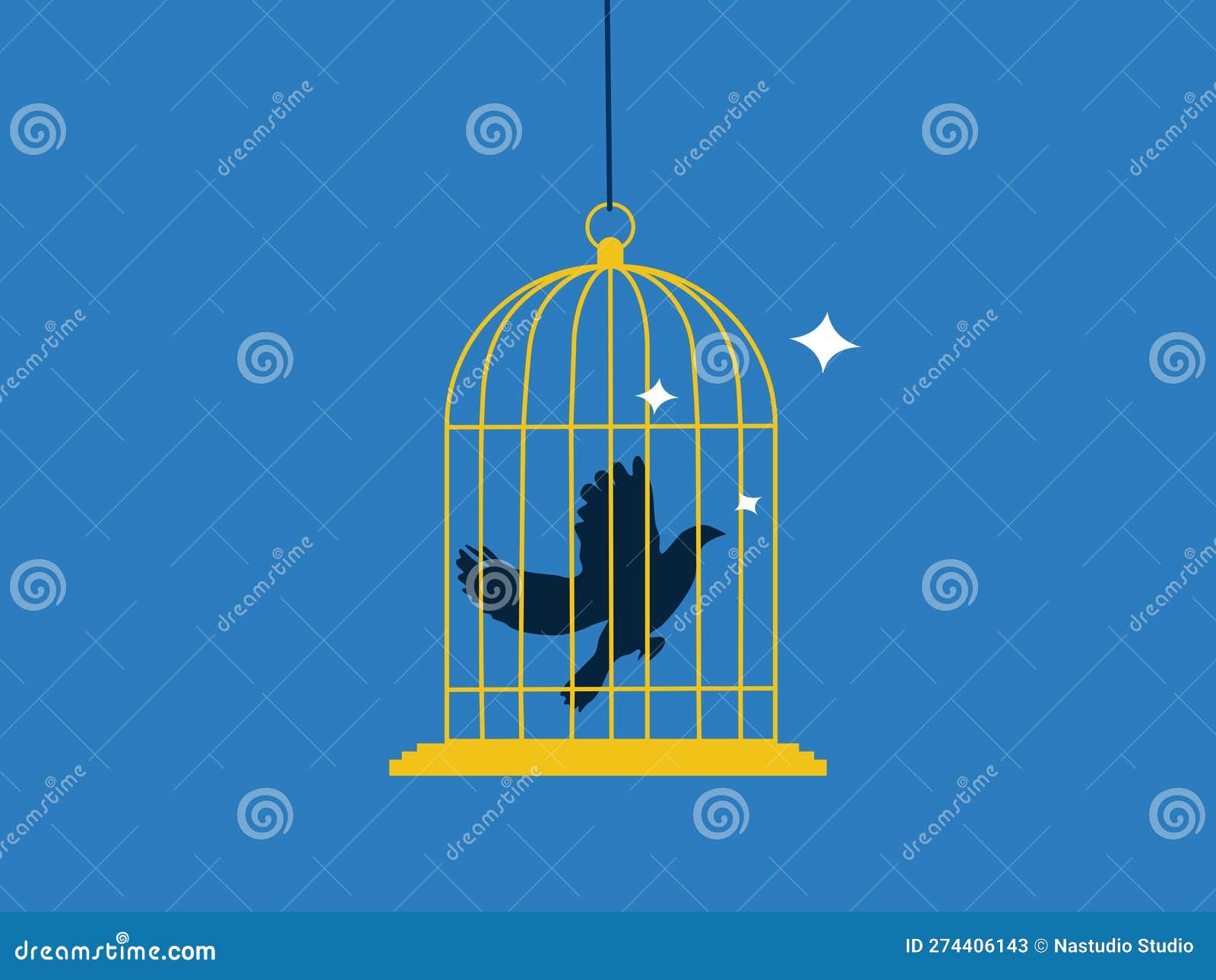 Bird Was Trapped in a Cage. Concept of Lack of Freedom and Imprisonment ...
