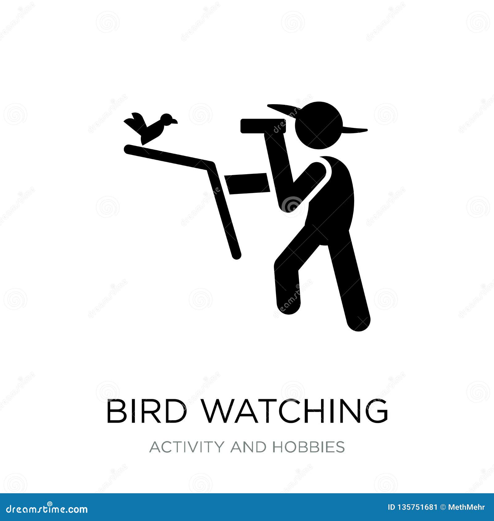 Collection hobbies. Bird watching icon. Иконка человек наблюдает за птичкой. "Значок ""TV""".