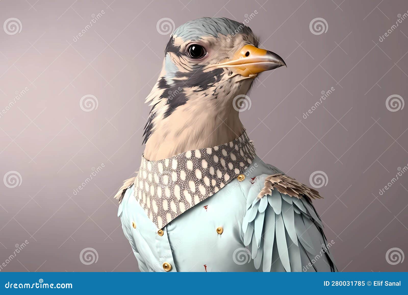 A Bird Wearing a Modern Haute Couture Shirt Stock Illustration -  Illustration of sketch, face: 280031785