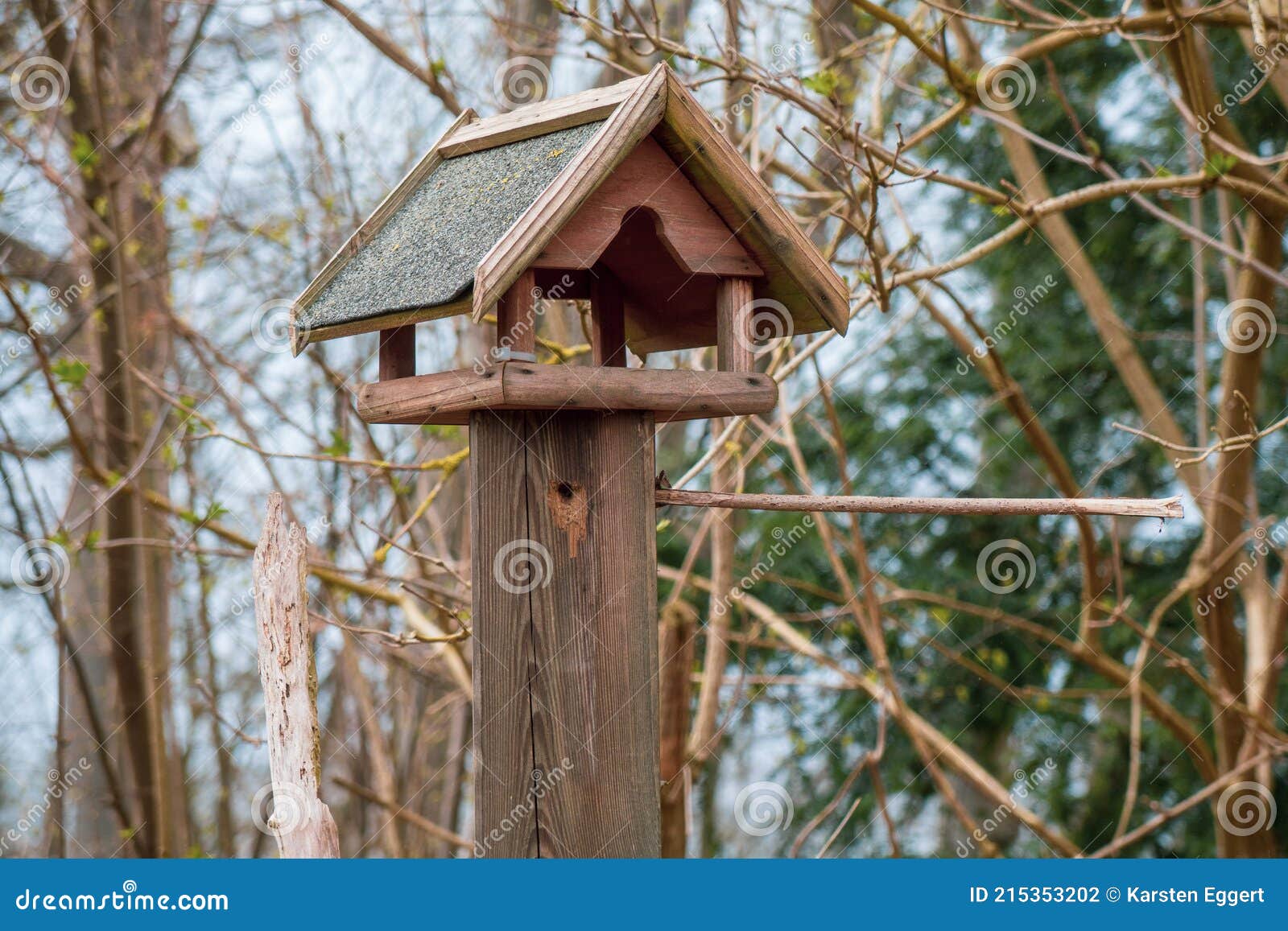 The Birdhouse Stands on a Wooden Post Stock Photo Image of life