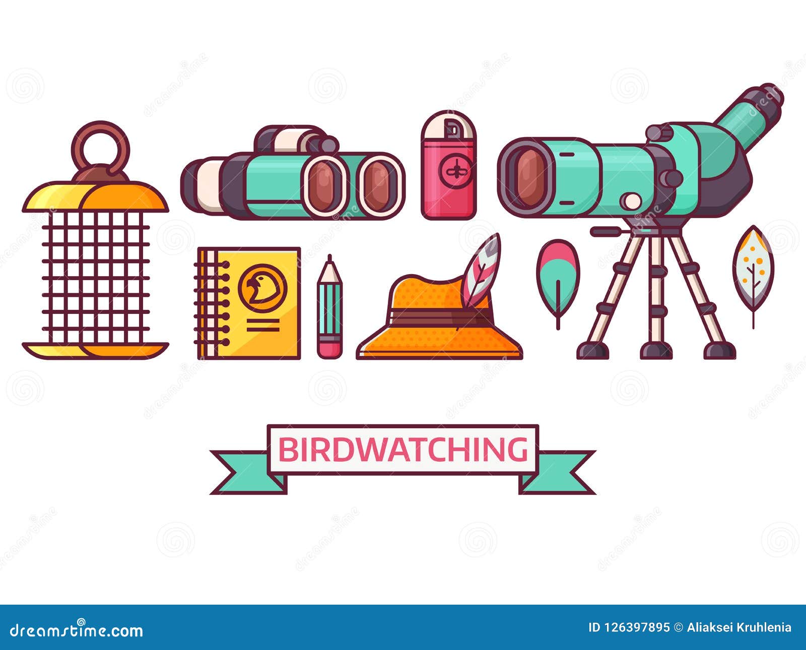 birding and birdwatching ornithology icons