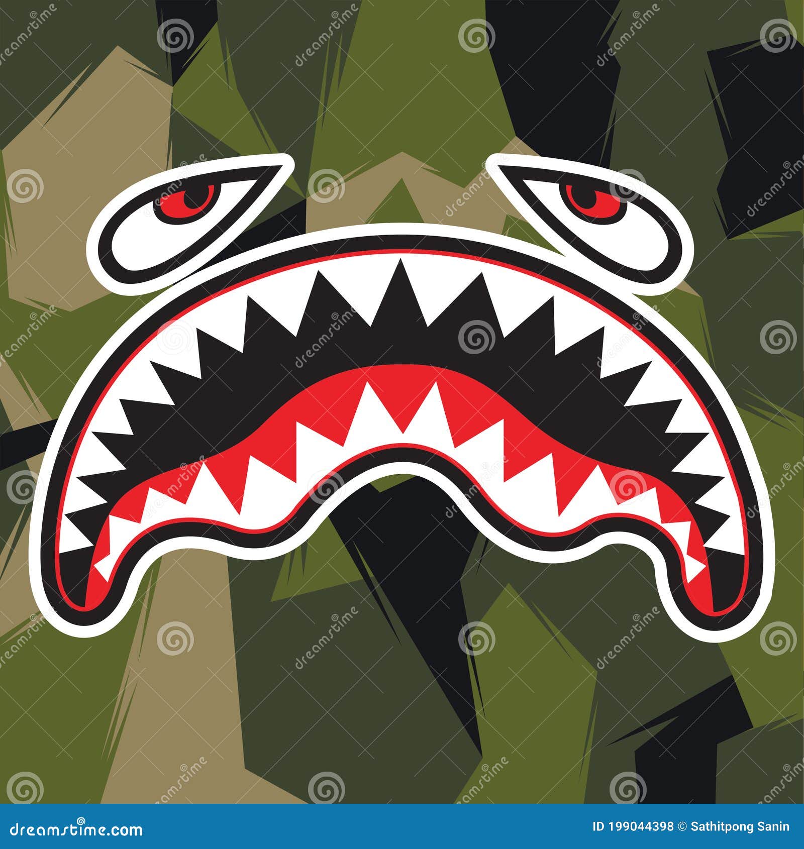 Flying Tiger Shark Mouth Sticker Vinyl Smile Camo Vector Illustrator ...