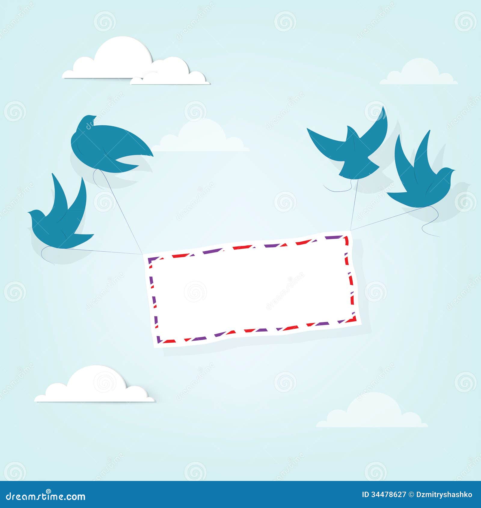 Birds carried a letter stock vector. Illustration of minimal 34478627