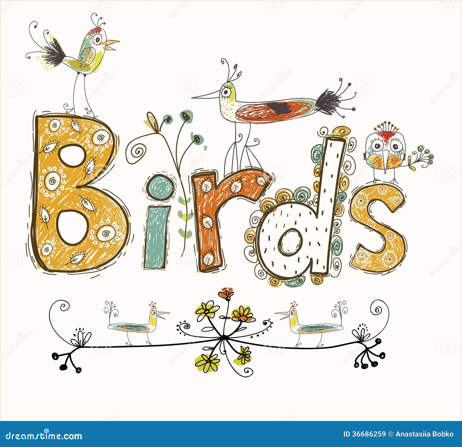Cute Cartoon Birds In Vector With Text Made In Bri Royalty Free Stock