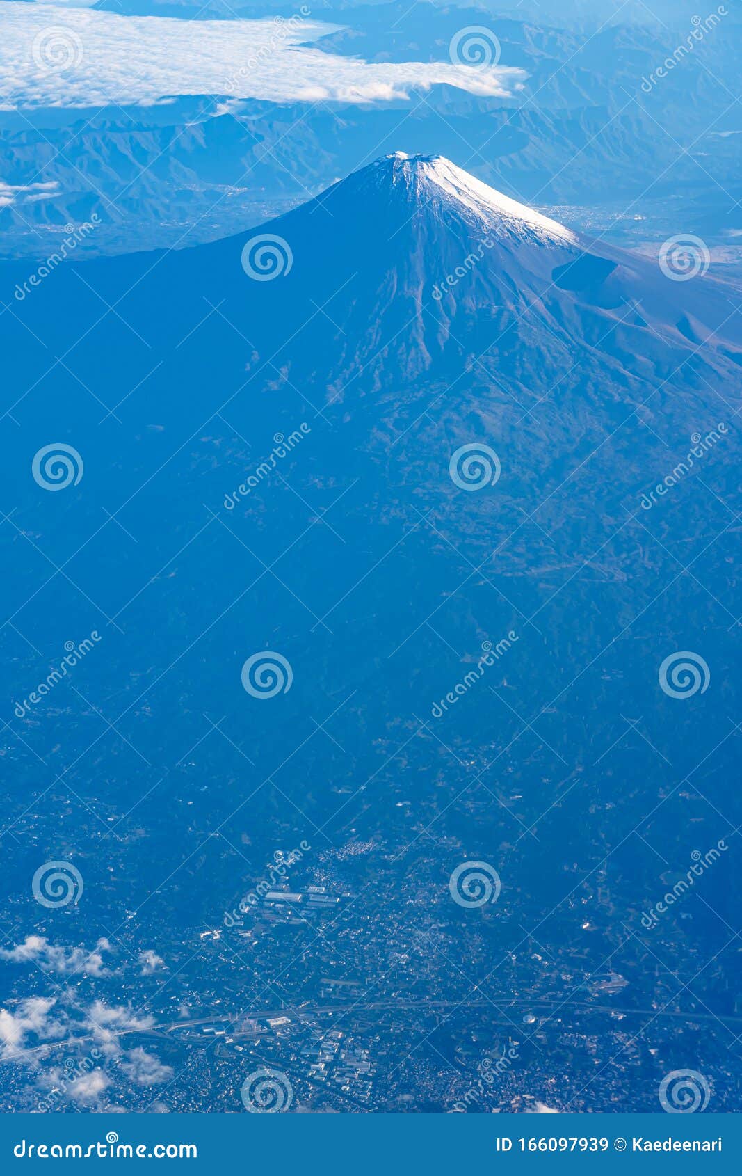 A Birds Eye View Close-up the Mount Fuji ( Mt. Fuji ) and Blue Sky ...