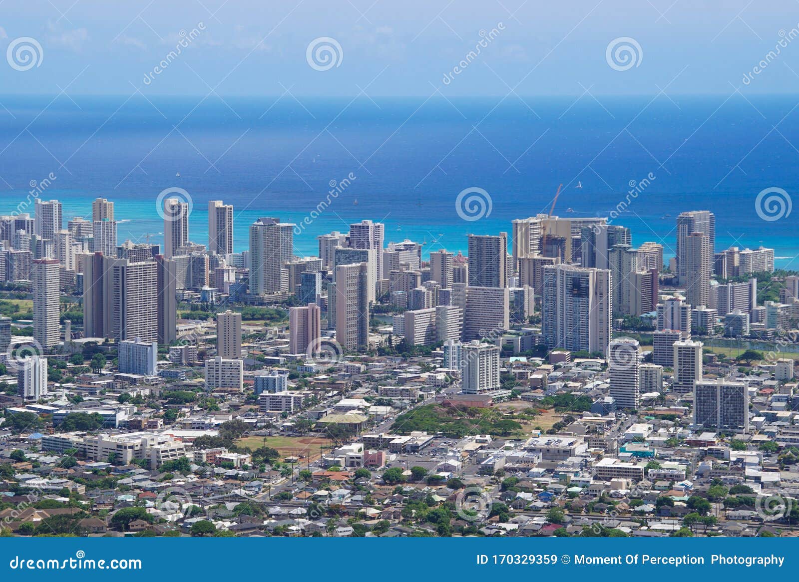 Birds Eye View Of Downtown Honolulu Hawaii Stock Image Image Of