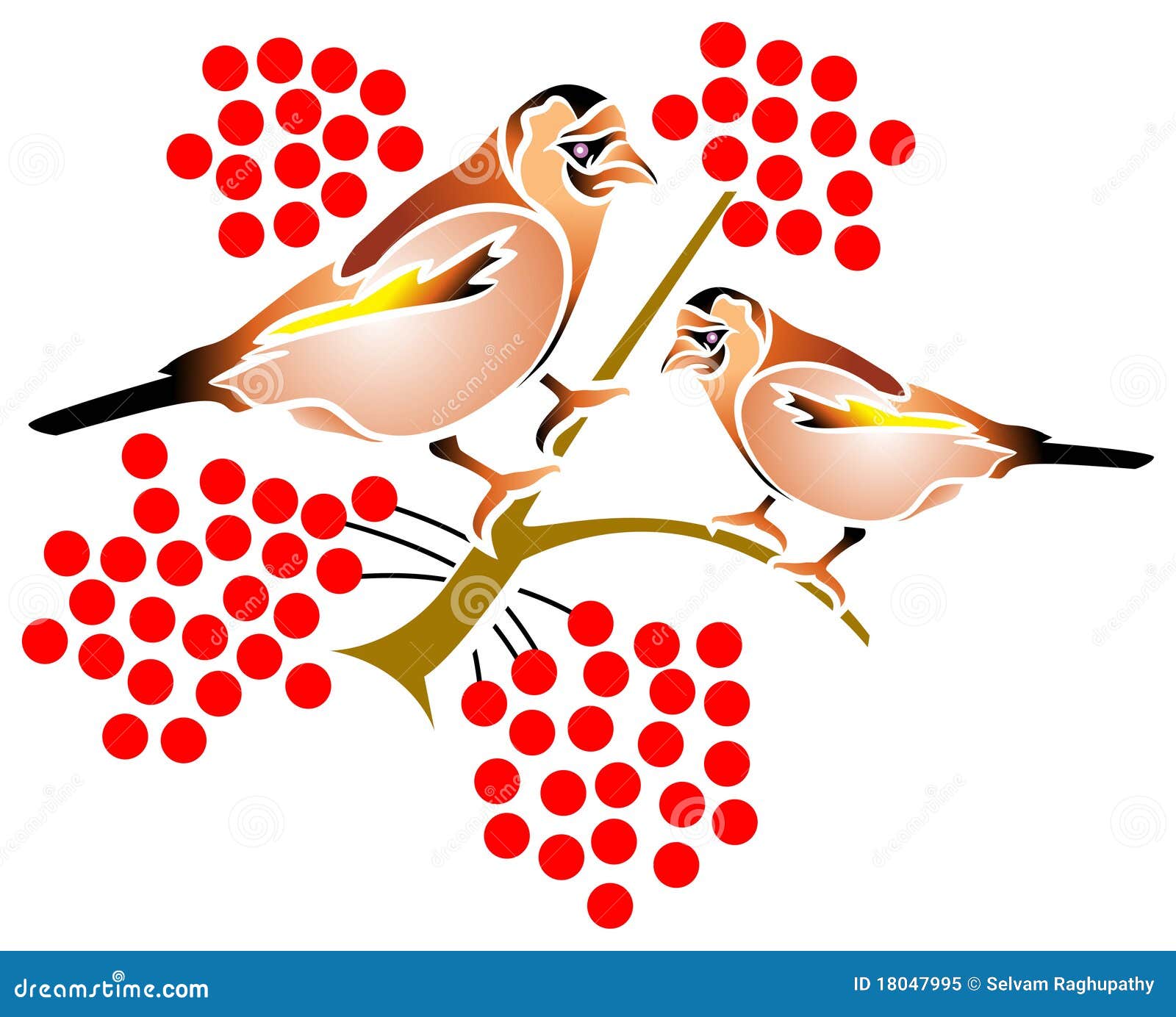 Birds and fruits stock vector. Illustration of animal 18047995