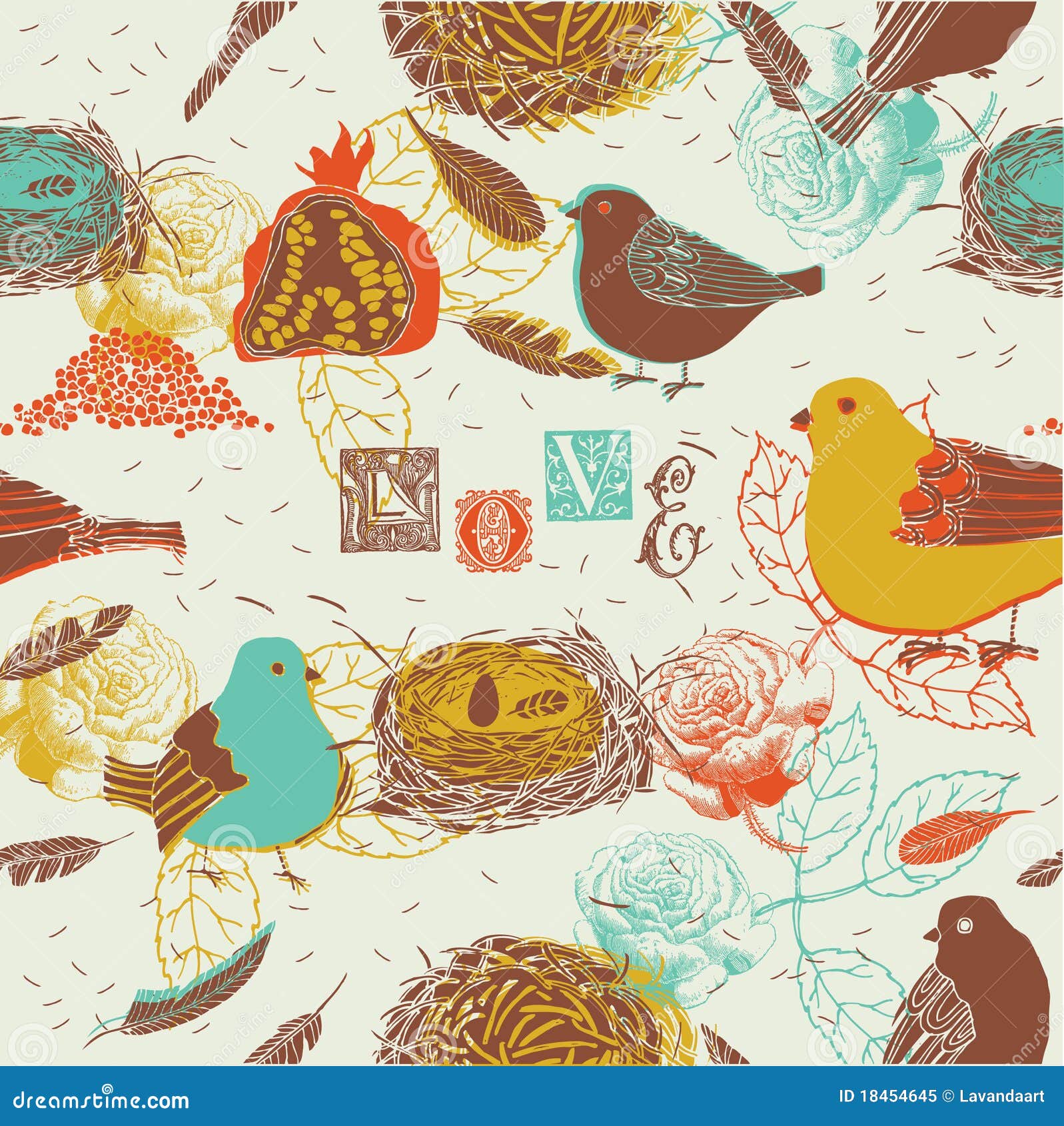 birds and nests background
