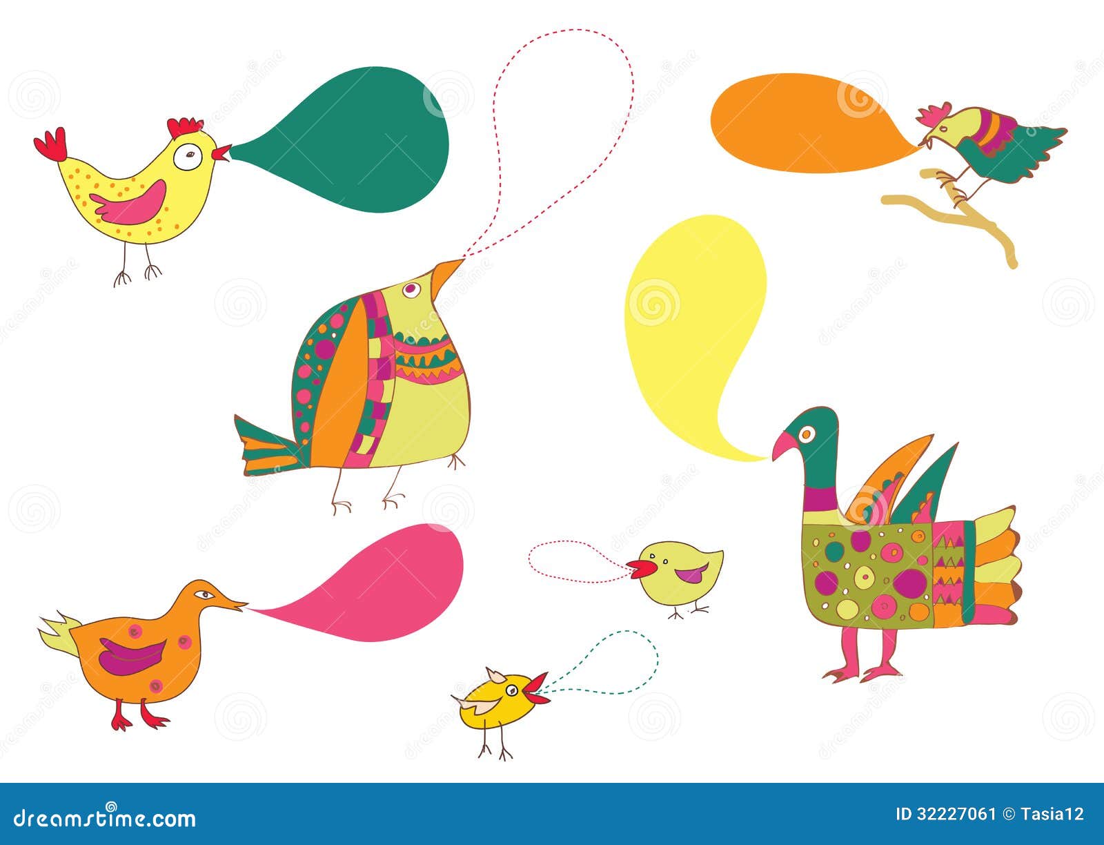 Birds and Speak Bubbles Funny Stock Vector Illustration of bubble