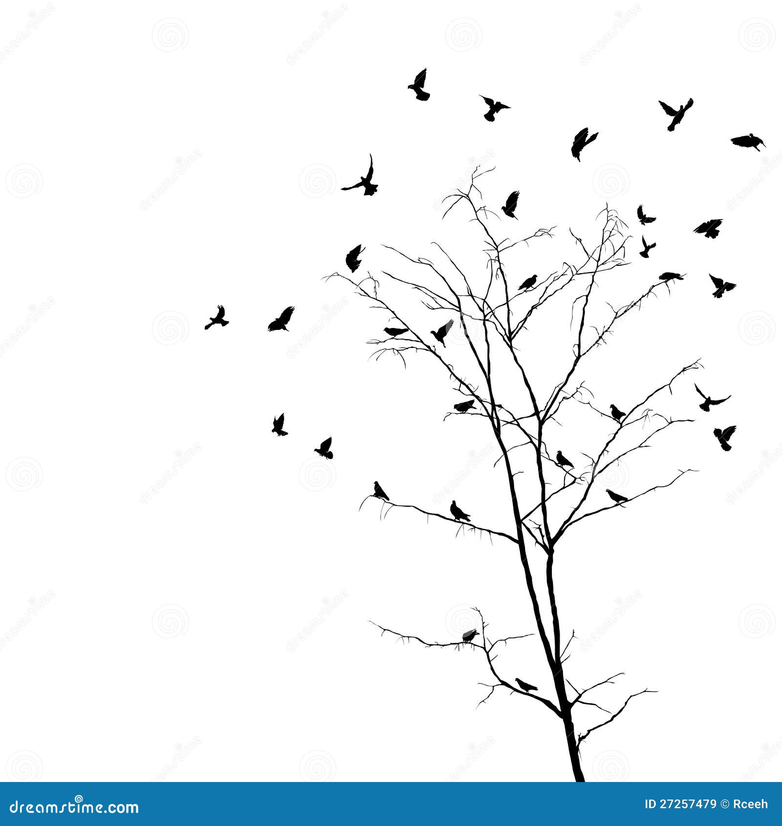 Birds and tree silhouettes stock vector. Illustration of foliage - 27257479