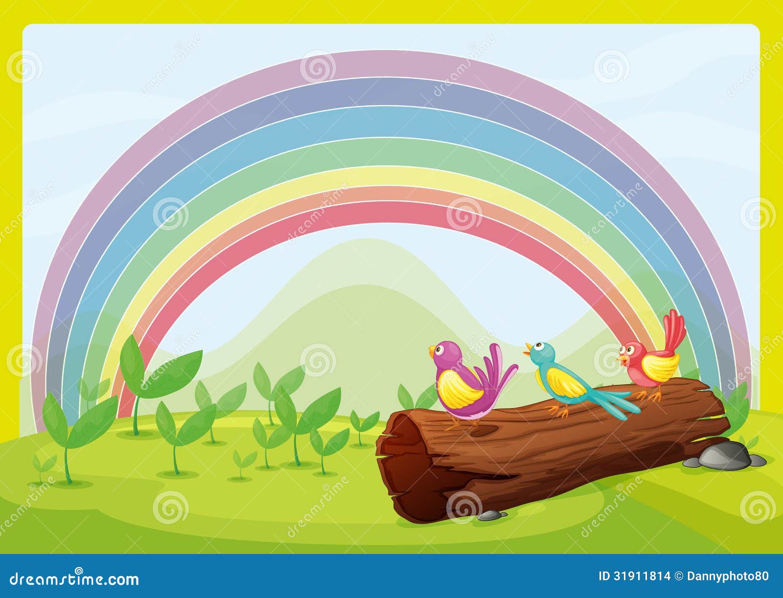 Birds watching the rainbow stock vector. Illustration of cartoon 31911814