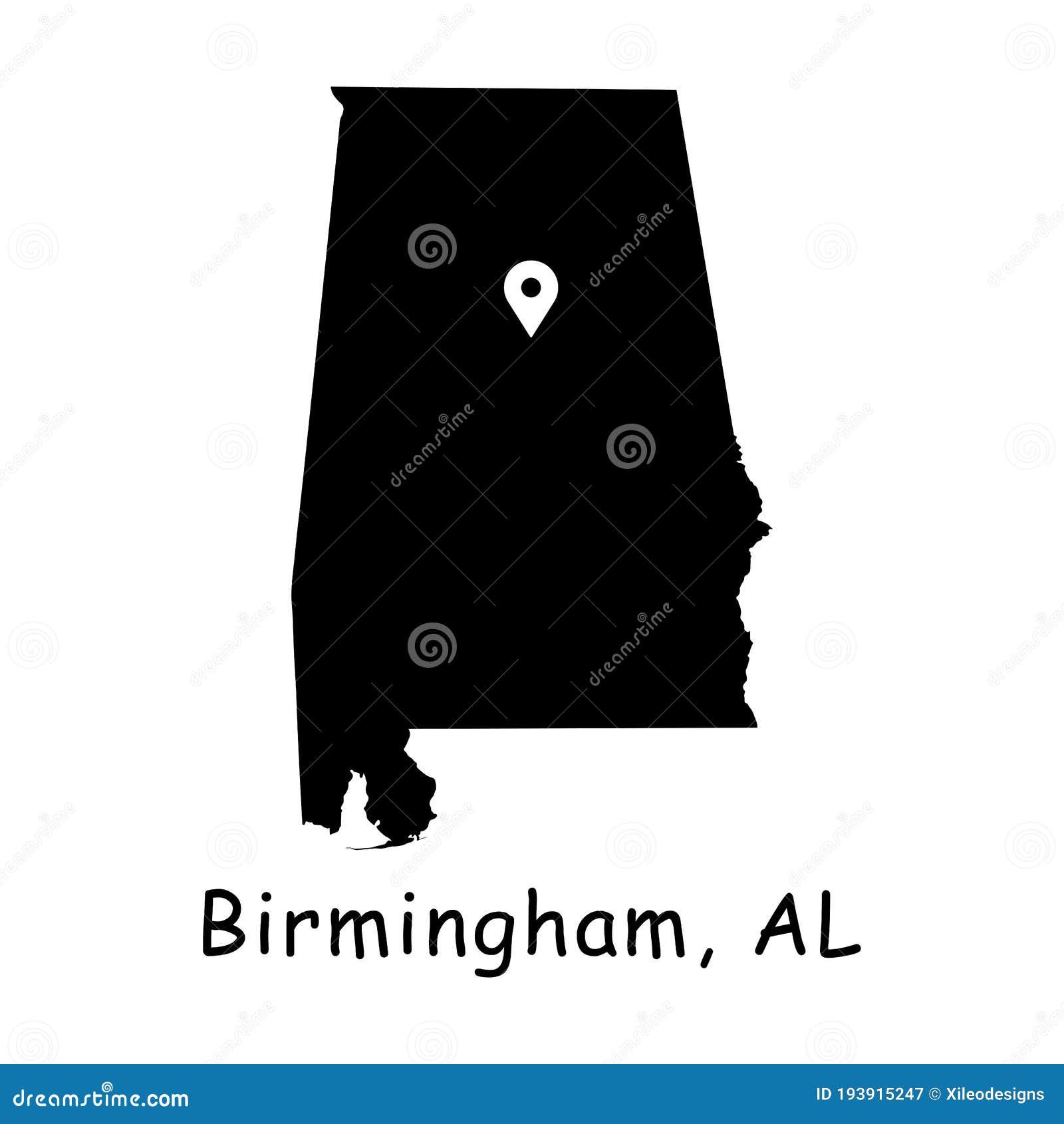 Download Birmingham On Alabama State Map. Detailed AL State Map ...