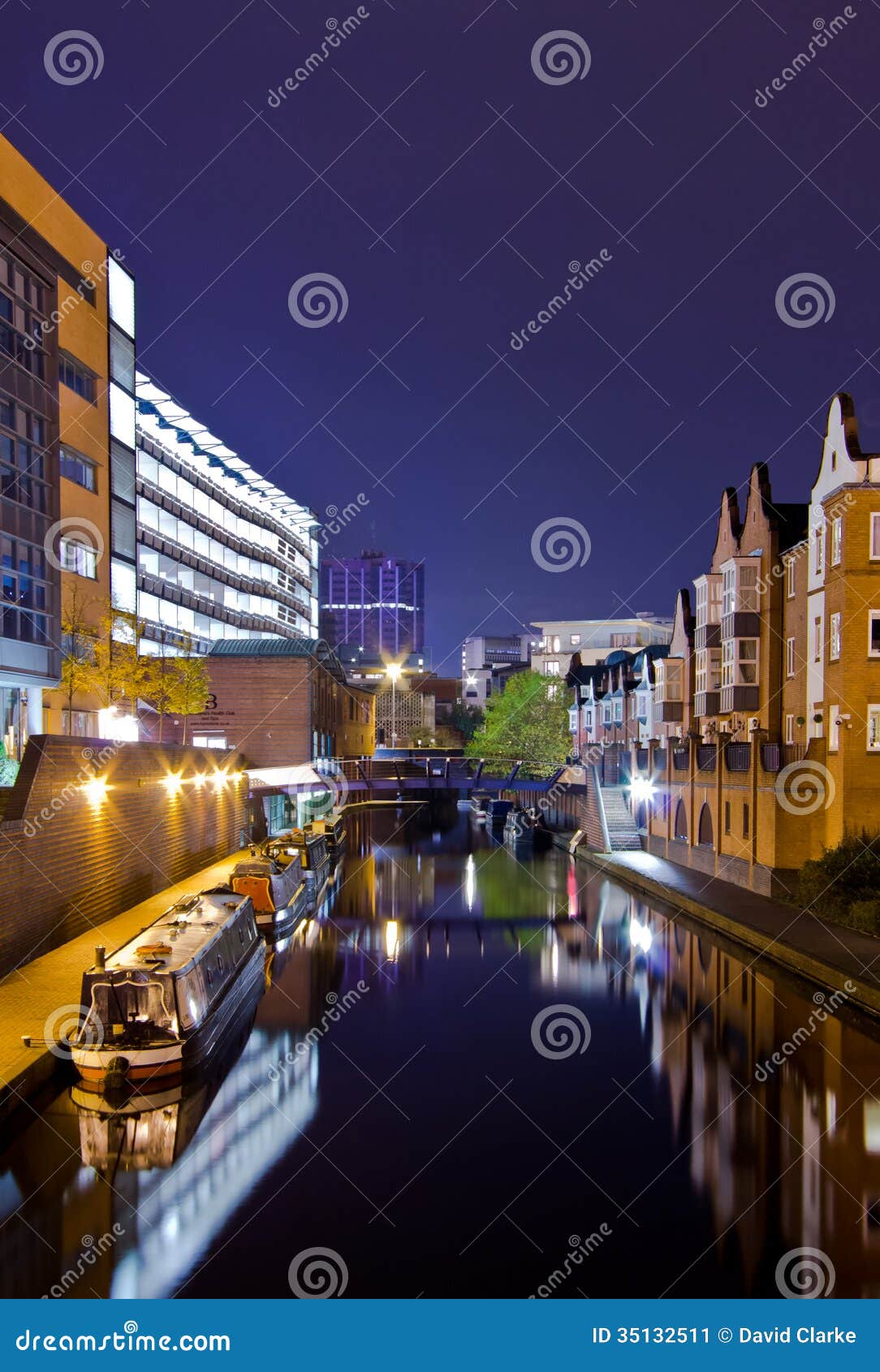 Birmingham Canal, Brindley Place Editorial Photo - Image of moonlit