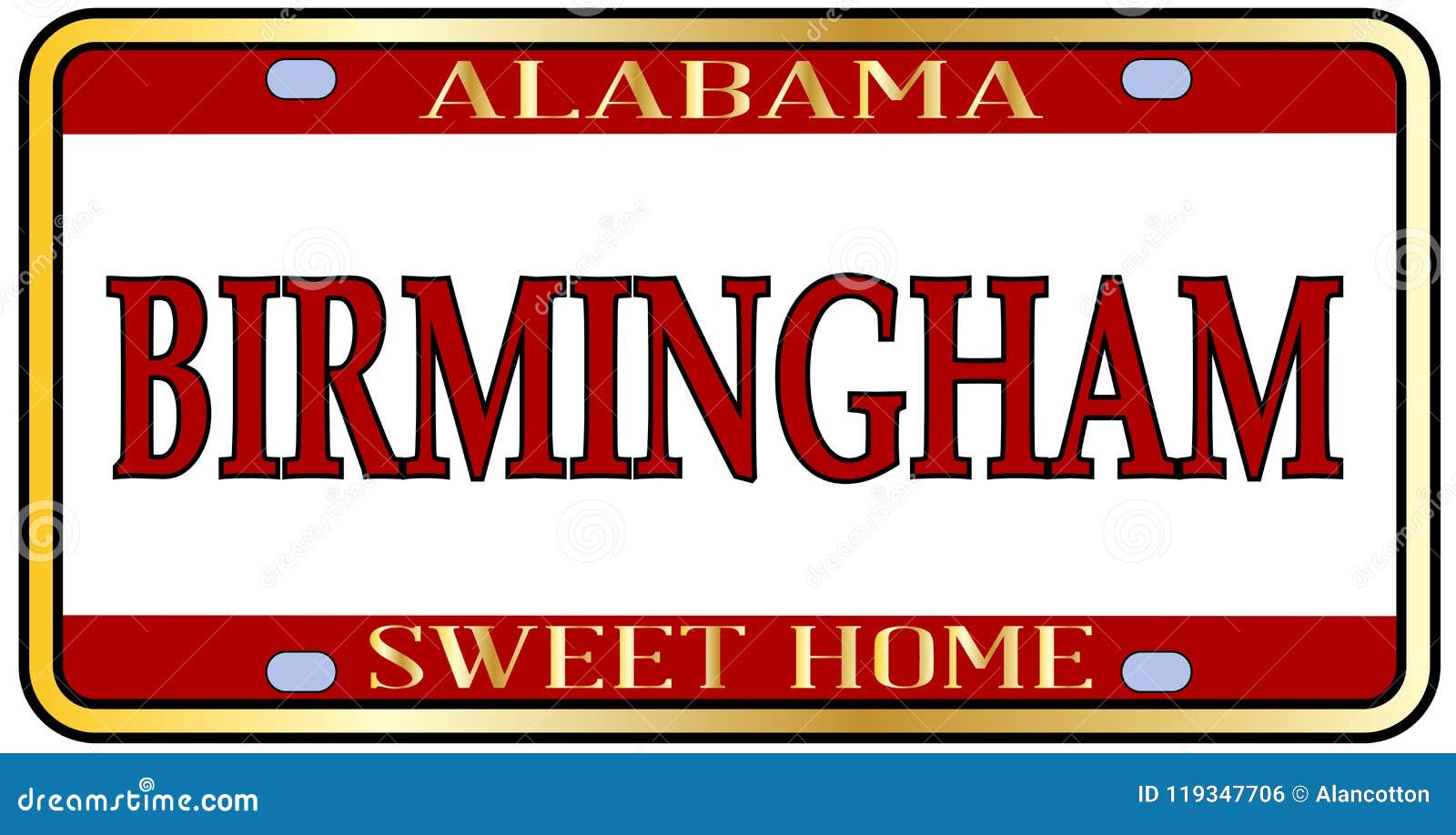 Birmingham City Alabama State License Plate Stock Vector - Illustration ...