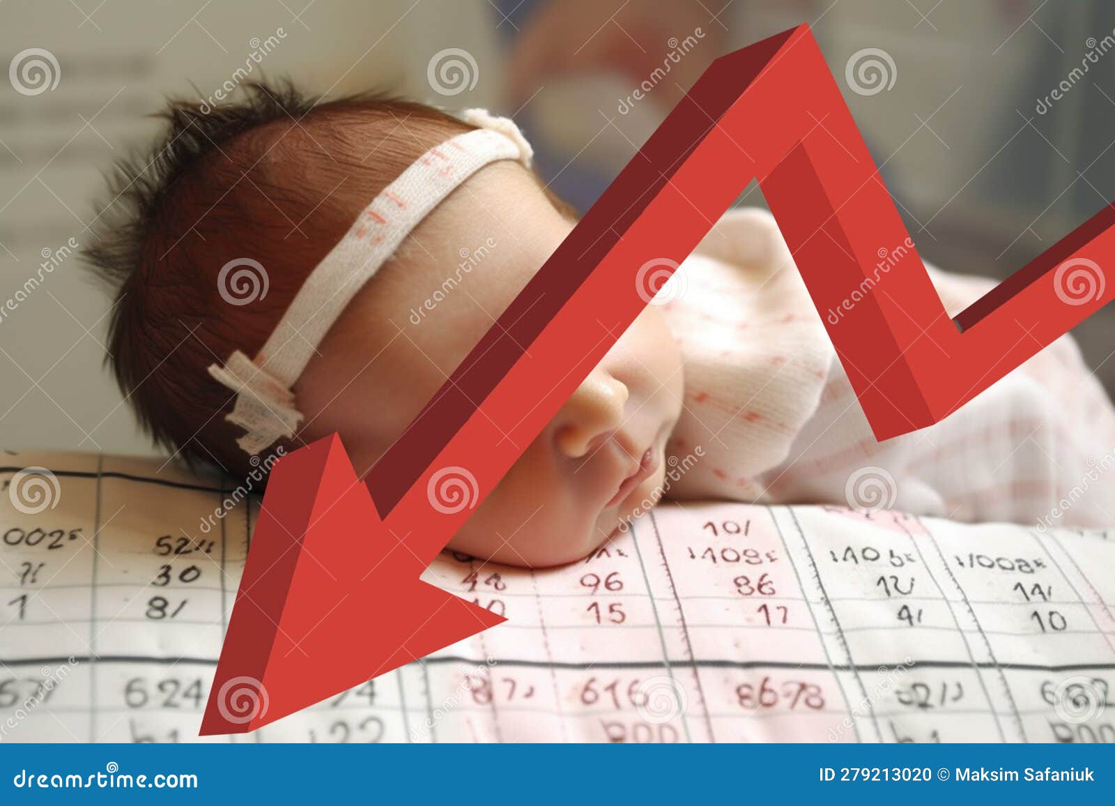 Birth Rate and Born Concept. Low Birth Rate and High Birth Rate Graph