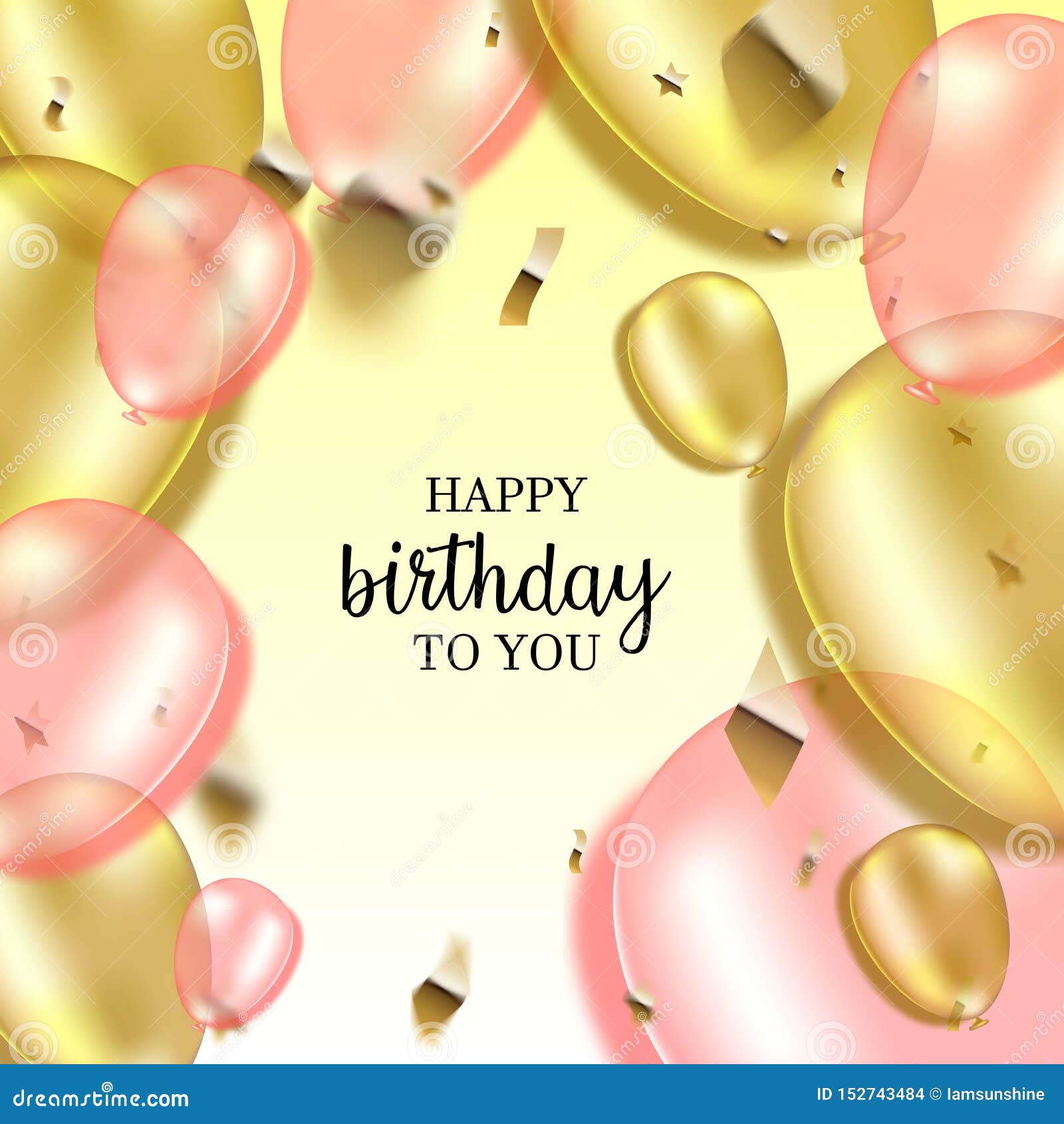 Balloons Happy Gold Pink Balloons Background Happy Happy Birthday Greeting  Background For Card, Flyer, Poster Sign Banner Web Postcard, Gold Blur  Background Royalty Free SVG, Cliparts, Vectors, And 