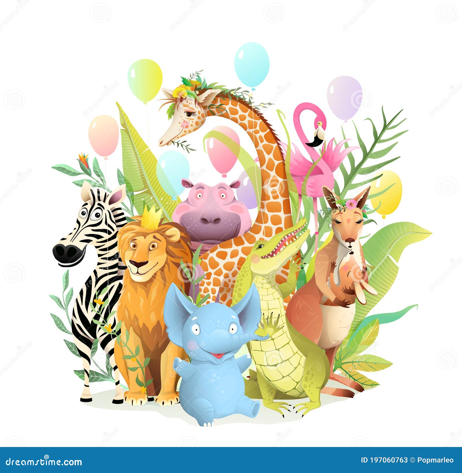 Birthday Animals Party Greeting Card for Kid Event Stock Vector -  Illustration of celebration, balloons: 197060763