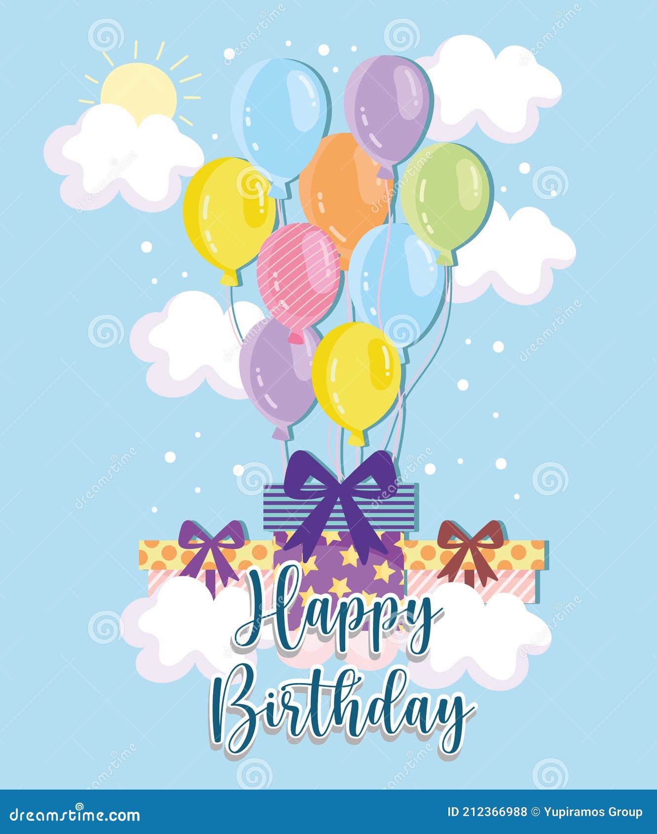Birthday balloons gifts stock vector. Illustration of happy - 212366988